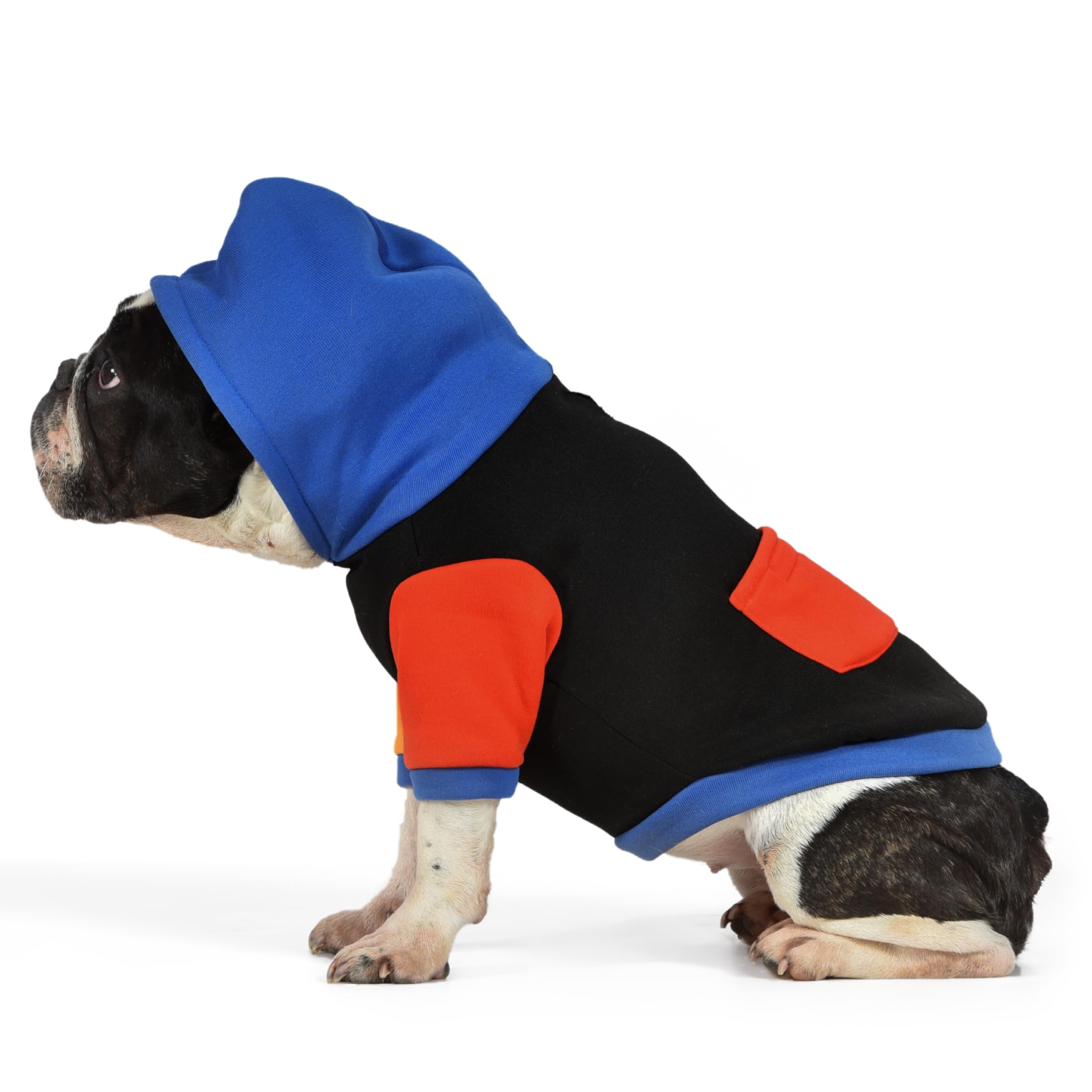 The Dodo Dog Hoodie, Black Colorblock, Size Large; Everyday Apparel for Dogs, Cute Dog Sweatshirt