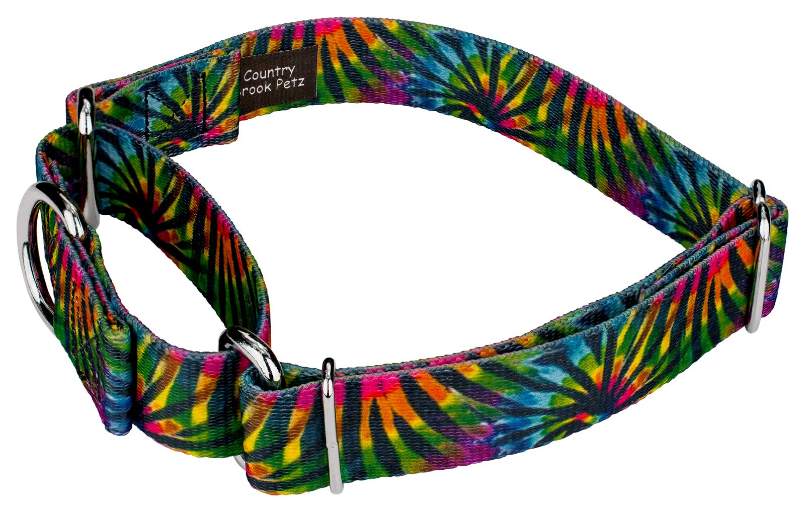 Country Brook Petz - Tie Dye Stripes Martingale Dog Collar - Groovy Collection Featuring Far Out Designs (1 Inch, Medium)
