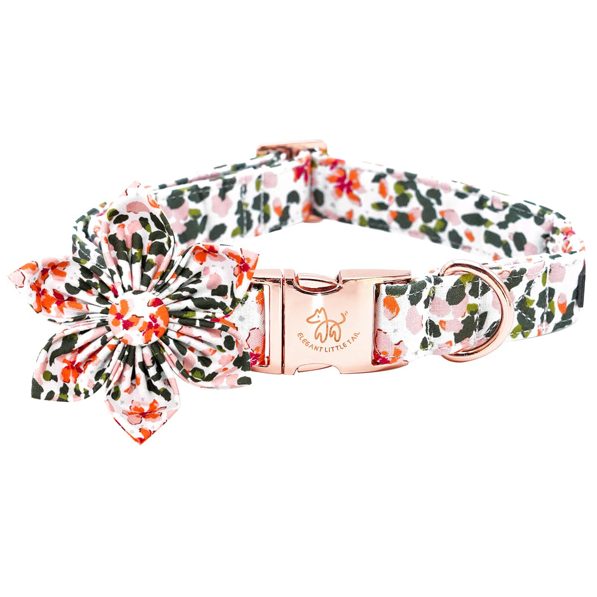 Elegant little tail Dog Collar, Dog Collar with Bowtie, Spring Flower Cute Pink Pet Collar Bow Dog Collars Adjustable Dog Collar