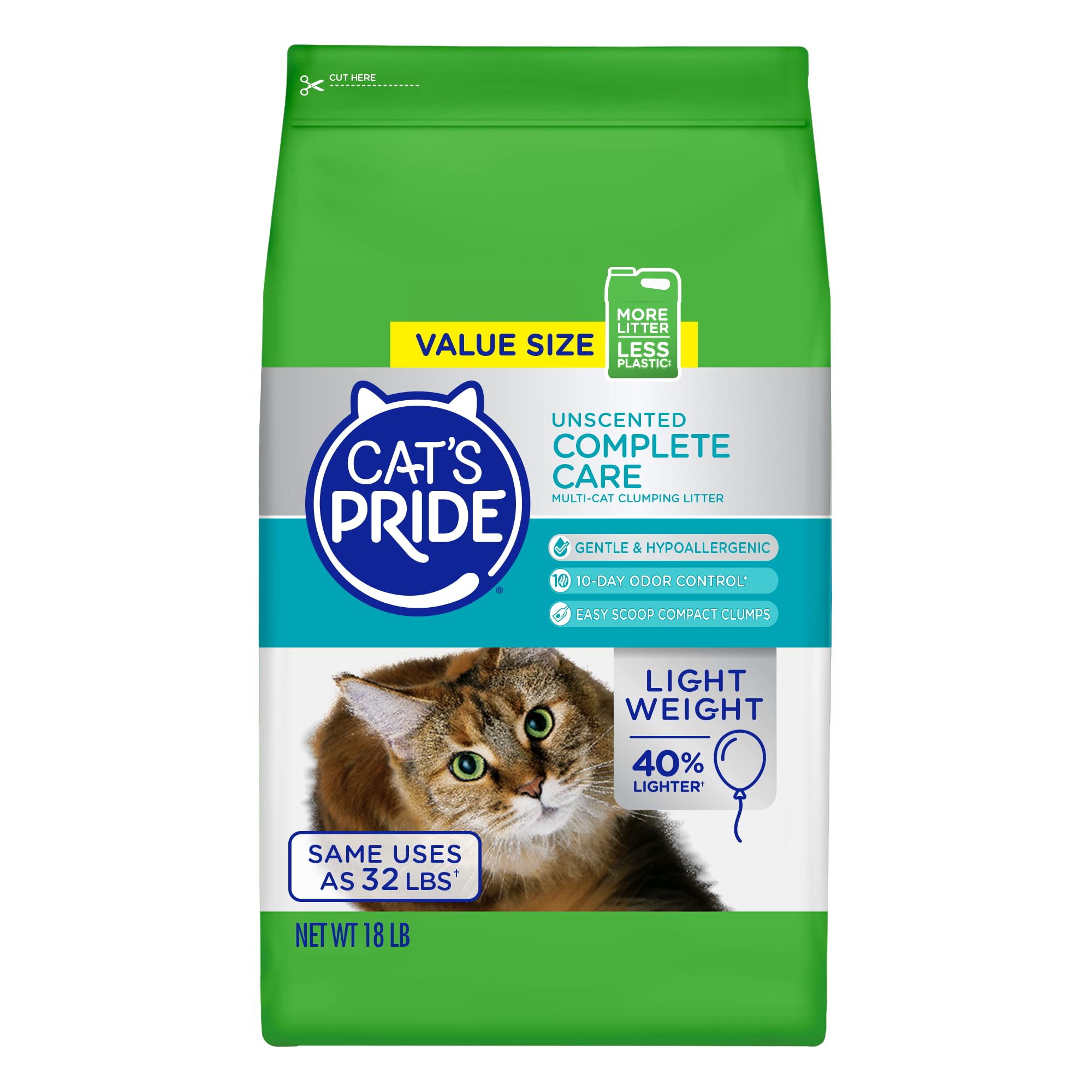 Cat'S Pride Premium Lightweight Clumping Litter: Complete Care - Up To 10 Days Of Powerful Odor Control - Hypoallergenic - Multi