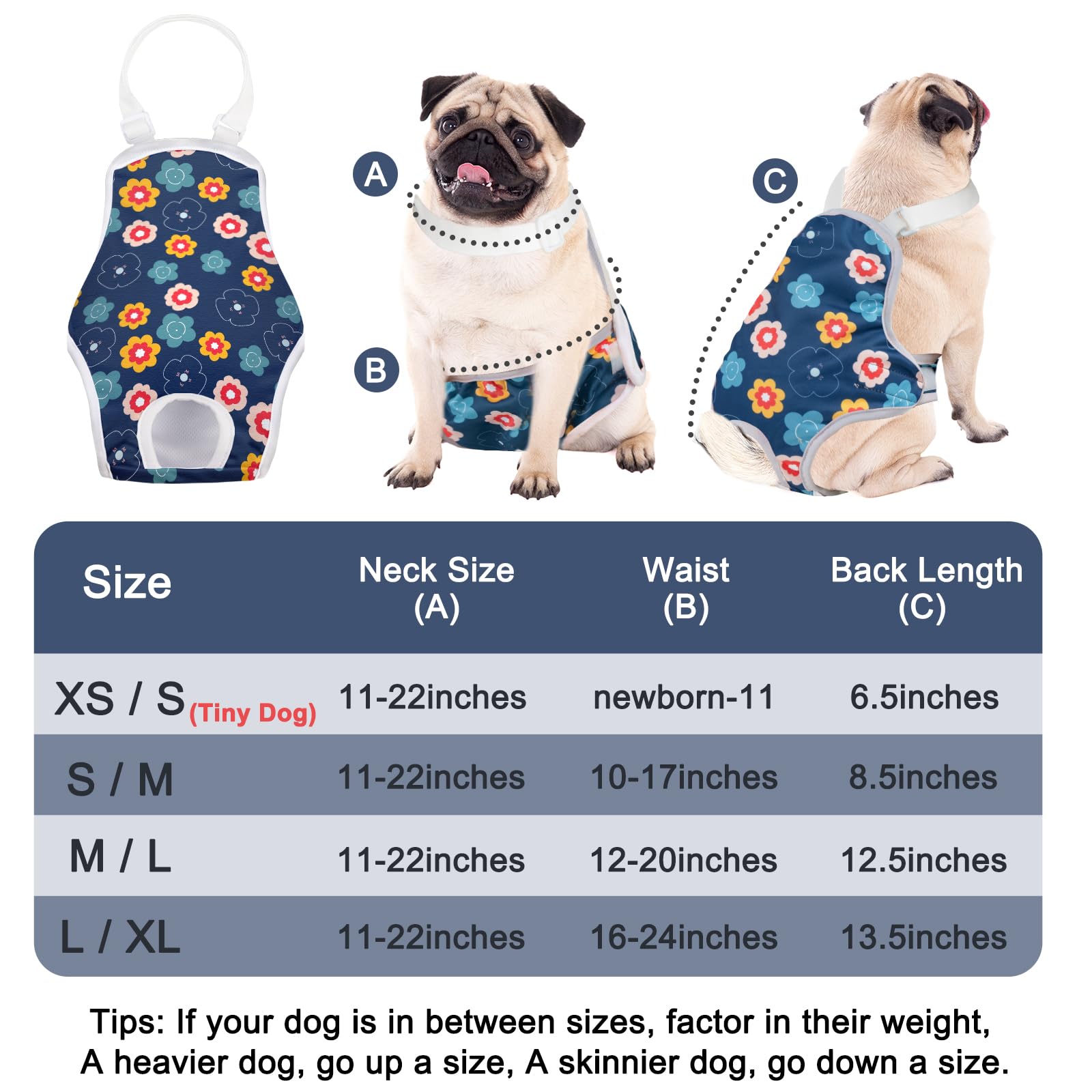 Micooyo Dog Diaper Onesie Sanitary Pantie With Adjustable Suspender Washable Dog Period Panties Doggie Diapers Pet Underwear Fem