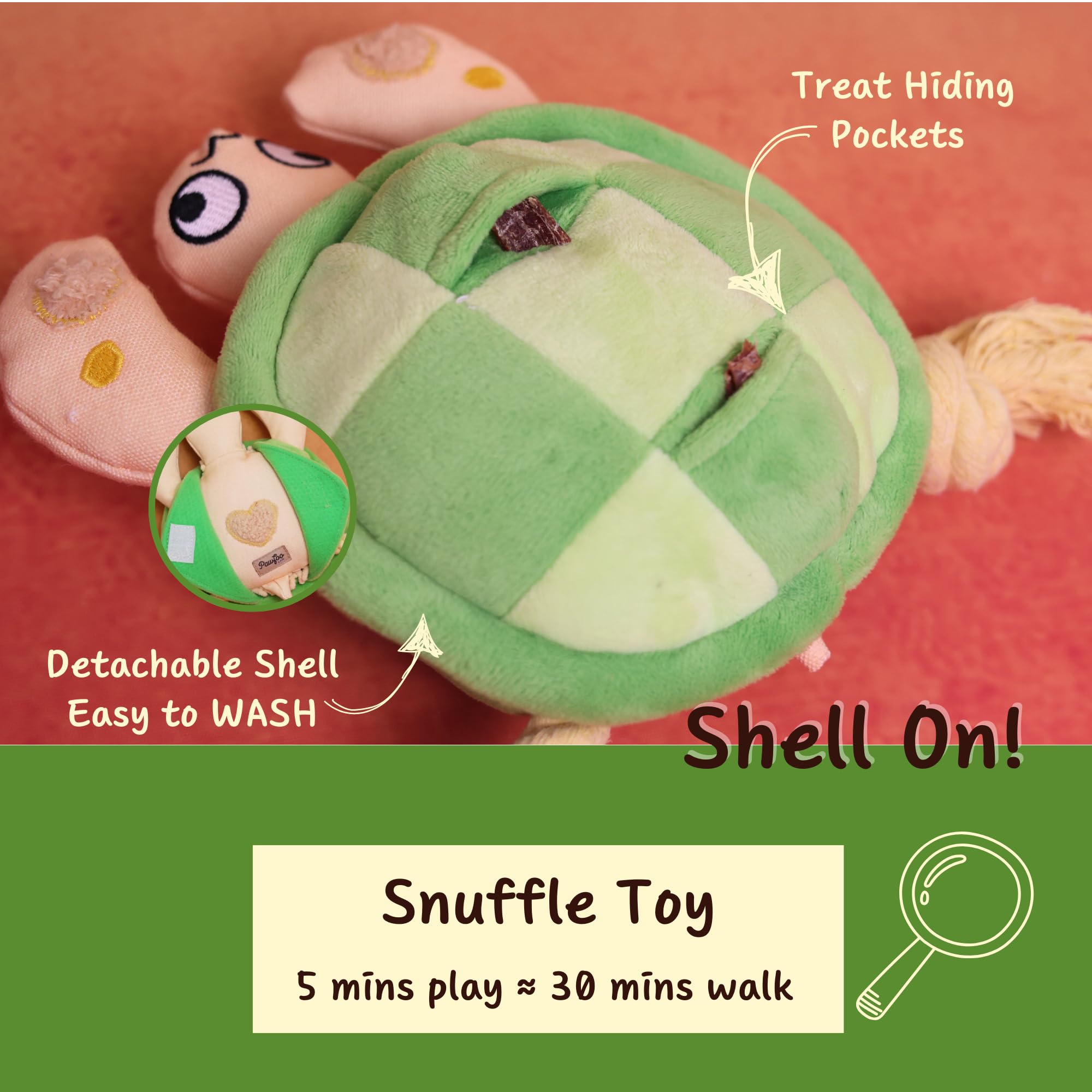 Pawfoo Lab 2 in 1 Turtle Dog Toy, Plush Dog Chew Toys, Stuffed Squeaky Dog Toys with Soft, Durable Fabric for Small Medium Large