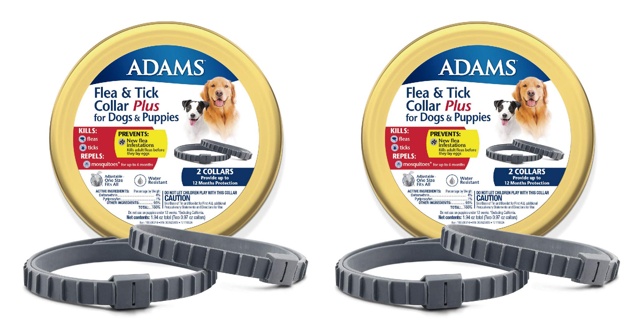 Adams Flea & Tick Collar Plus For Dogs & Puppies 2 Count - Pack Of 22