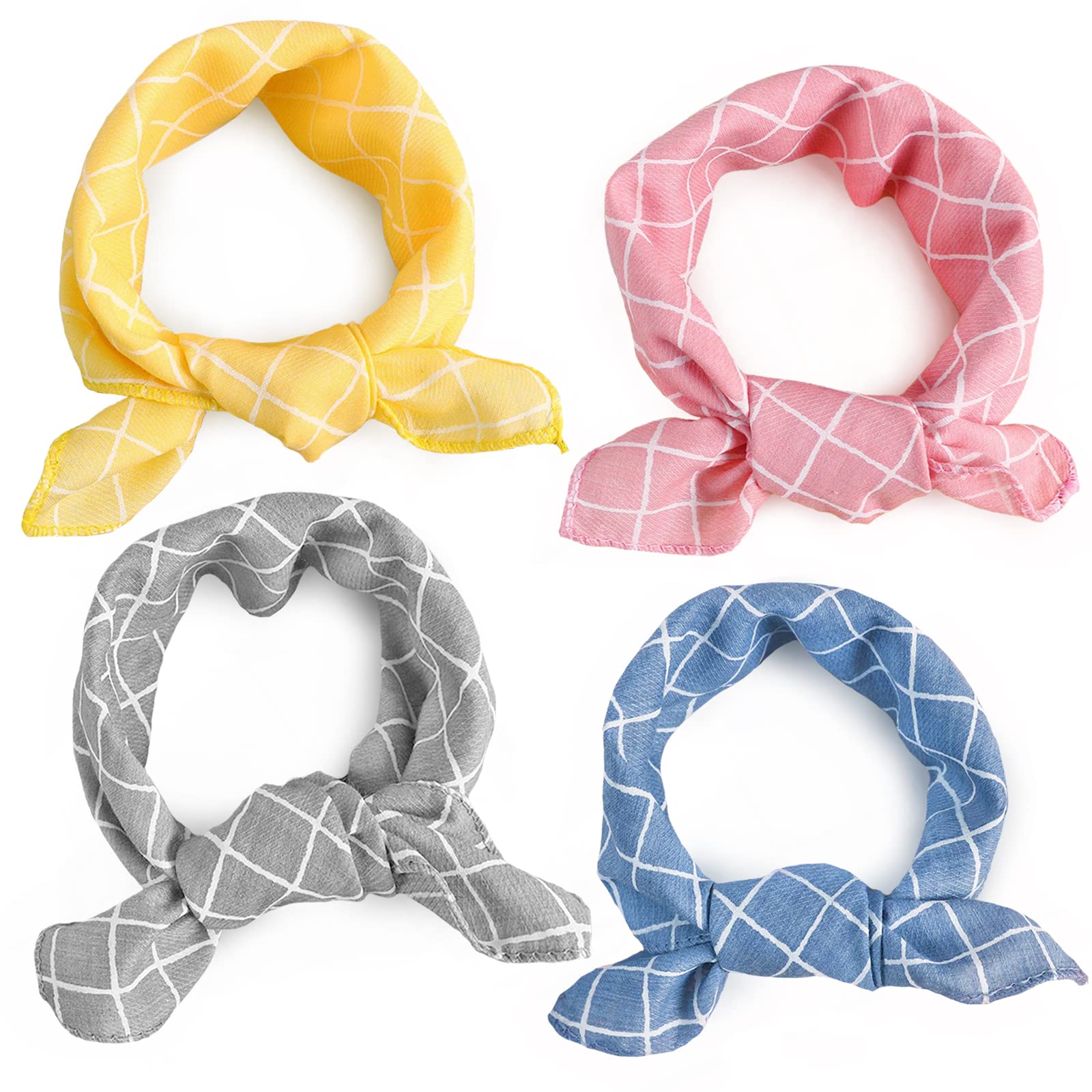 4Pcs Spring Dog Bandanas Cat Birthday Cute Soft Cotton Puppy Scarfs Washable Daily Handkerchief Pink Yellow Blue Grey Comfortabl