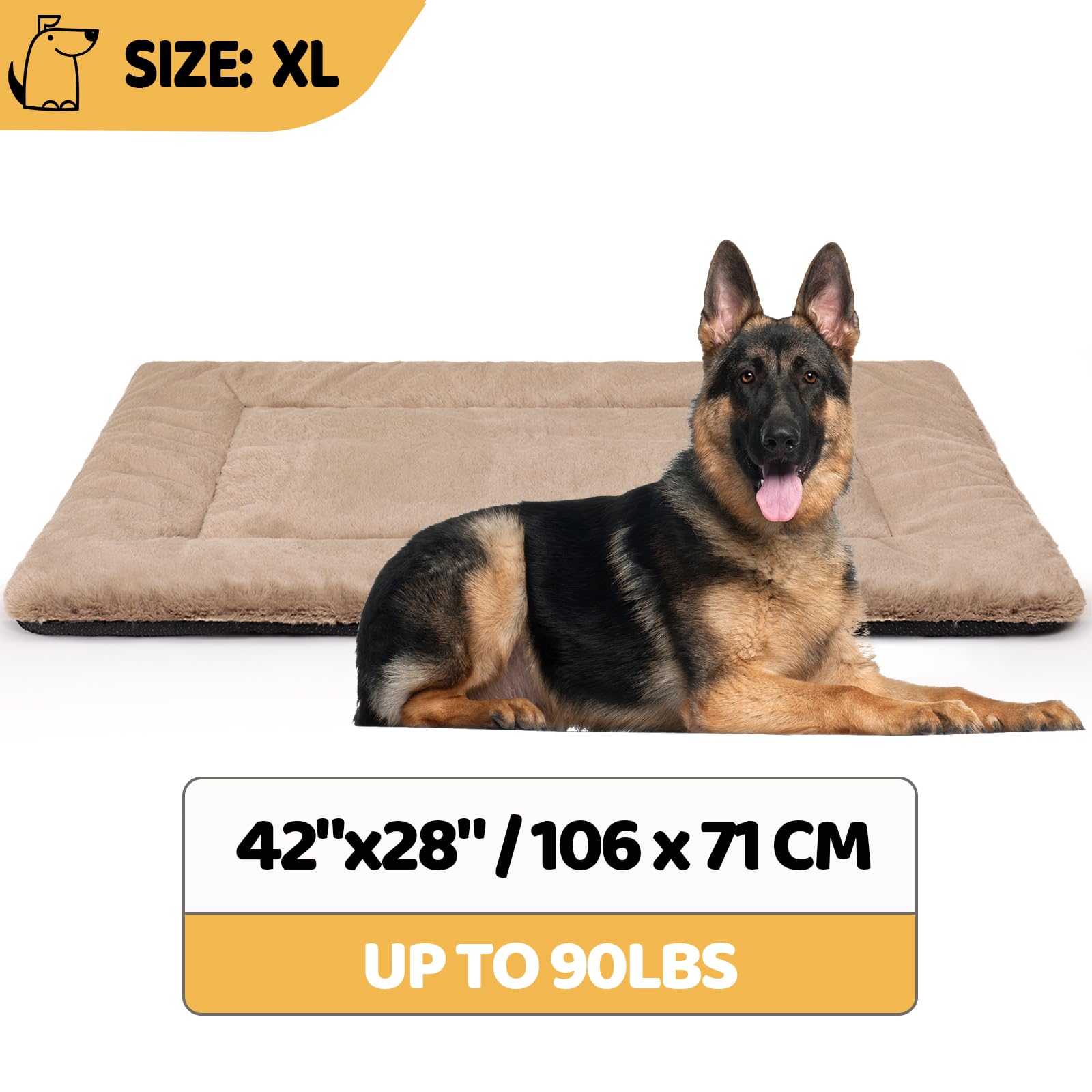ZENGAOOU Dog Bed & Crate Mat, Washable & Anti-Slip, Ultra Soft, Suitable for Dogs Up to 90 lbs, 42'' x 28'', Brown