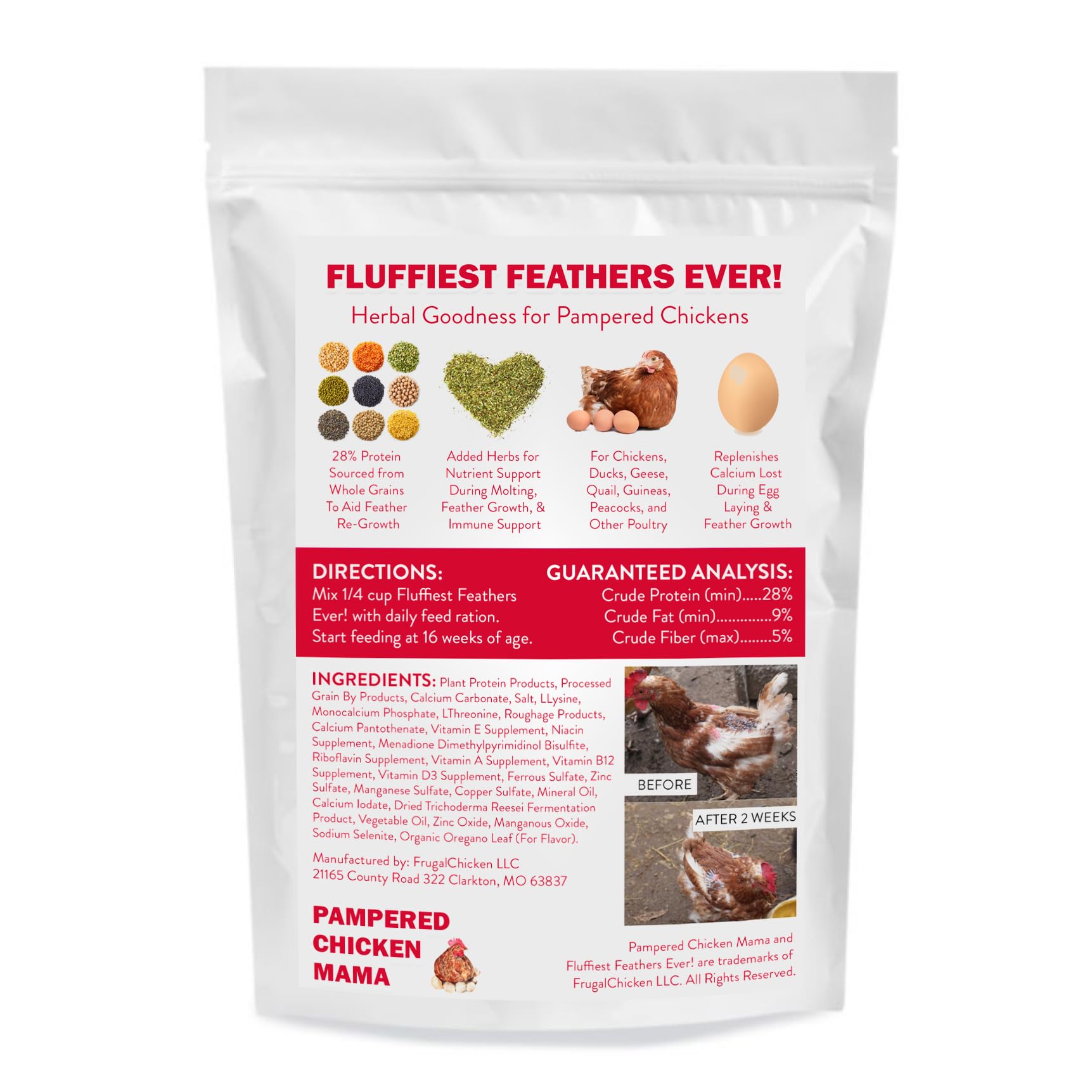 Pampered Chicken Mama Backyard Chicken Supplement Treat: Fluffiest Feathers Ever Backyard Chicken Feed and Supplies for Healthy