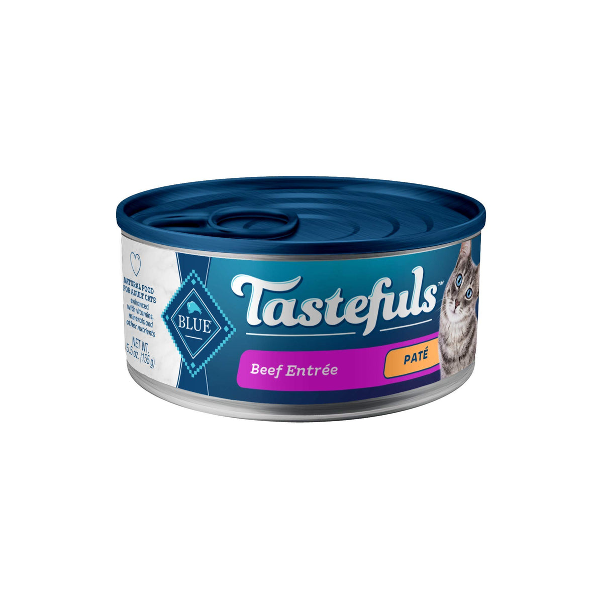 Blue Buffalo Tastefuls Wet Cat Food Pat  , Made With Natural Ingredients, Beef Entr  E, 5.5-Oz Cans (24 Count)