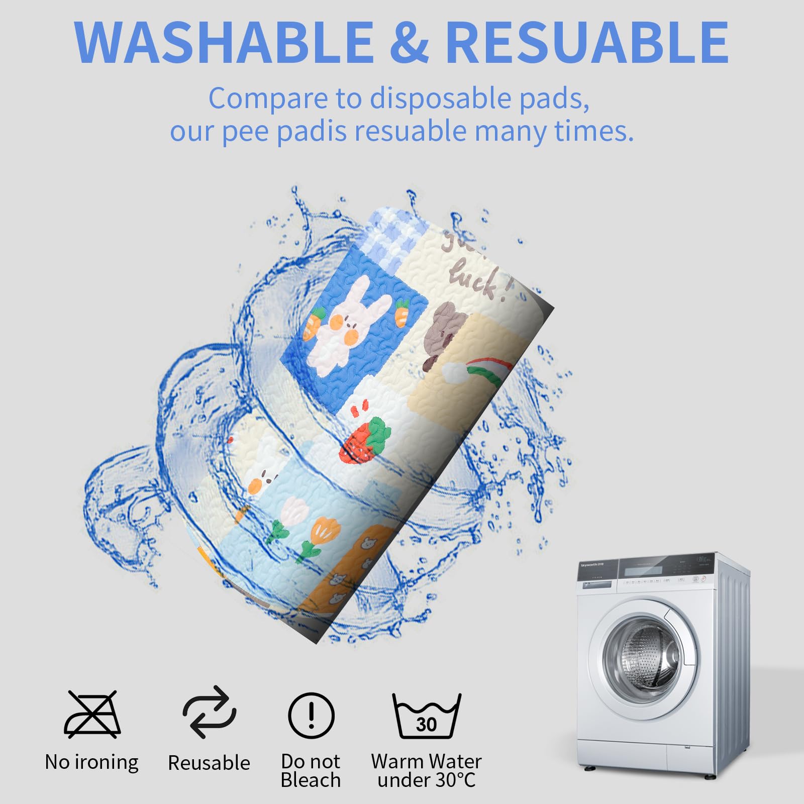 Dog Playpen Mat Crate Mat Puppy Pads, Lovely Dog Crate Pad, Anti-Slip Bottom,[Playpen Not Included !!!] Waterproof Reusable Whel