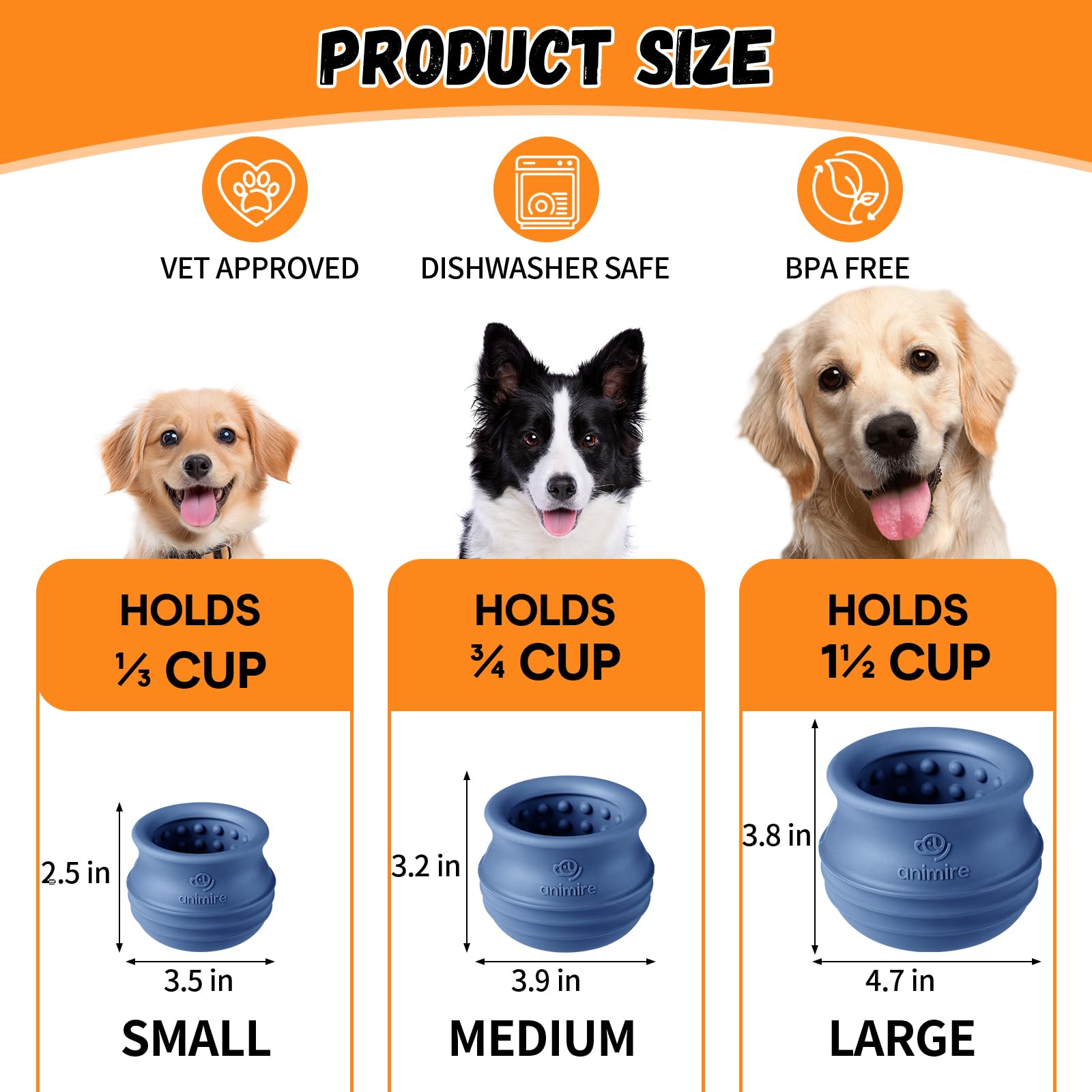Animire Treat Dispensing Dog Toy, Long-Lasting Interactive Puzzle Toys for Dogs, Stuffable Dog Enrichment Frozen Lick Treat Toy