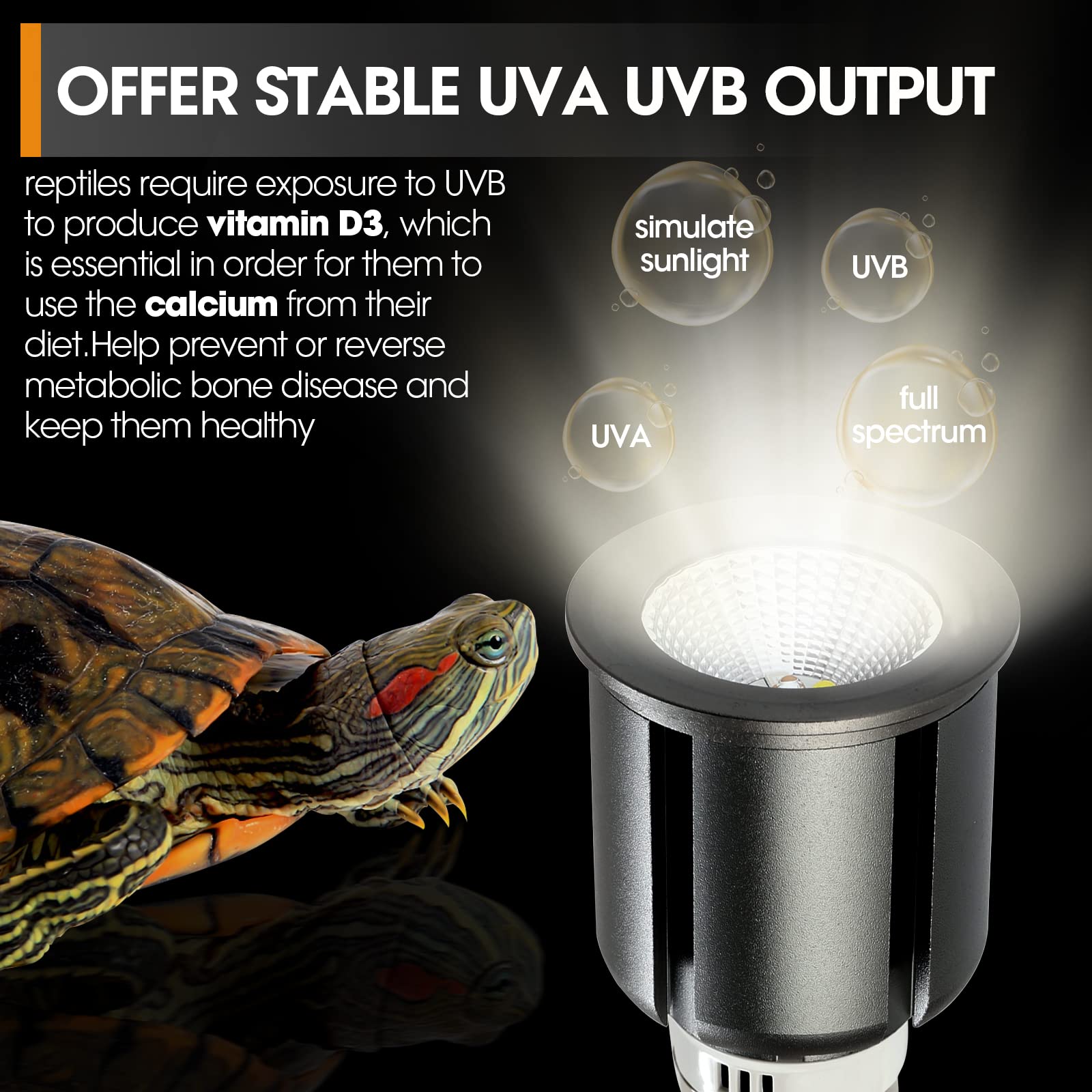 Geekoit Premium 5.0 Uvb Reptile Light,Uva Uvb 3W Full Spectrum,Tropical Light Bulb For Optimal Calcium Metabolism,Ideal For Trop
