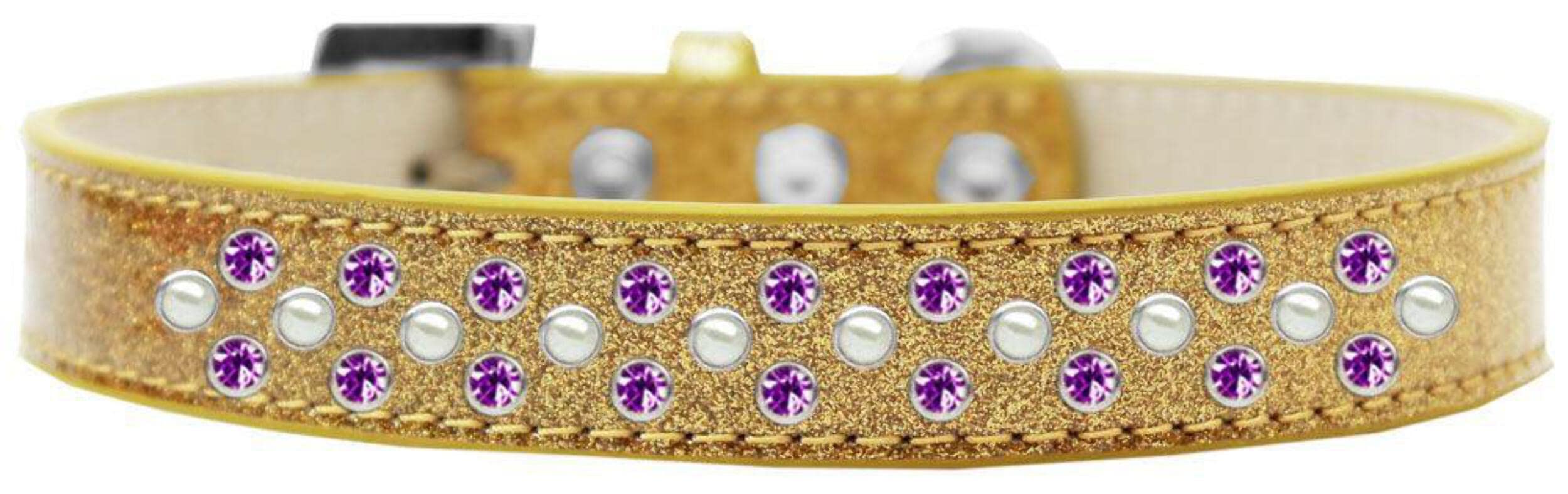 Mirage Pet Products Sprinkles Ice Cream Dog Collar with Pearl and Purple Crystals, Size 16, Orange