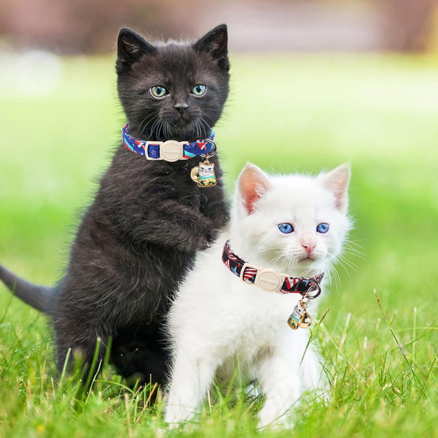 Cat Collar,2 Pack 4Th Og July Cat Collars Breakaway With Bell, Dogwong Safety Buckle Cat Collar For Girl Boy Cats And Small Dogs