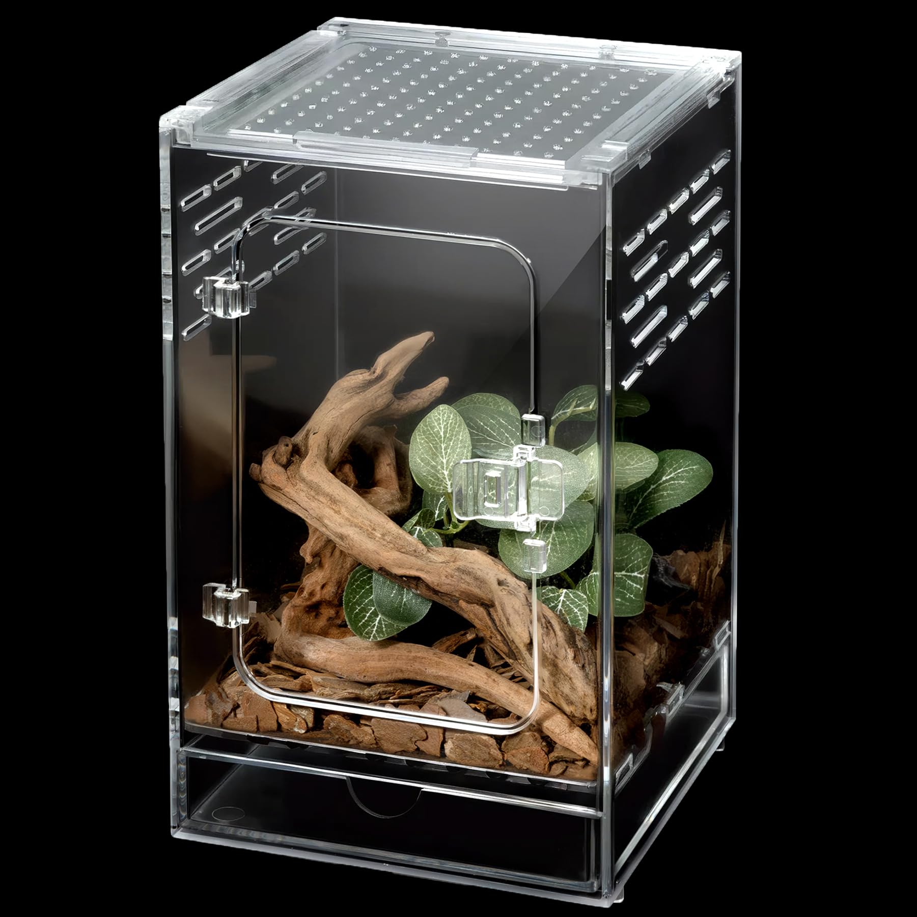 Clioran Pc Reptile Tank,Large Arboreal Tarantula Cribs,Lizard Terrarium,Spider Tank Starter Kit,Tree Frog Habitat,Leopard Creste
