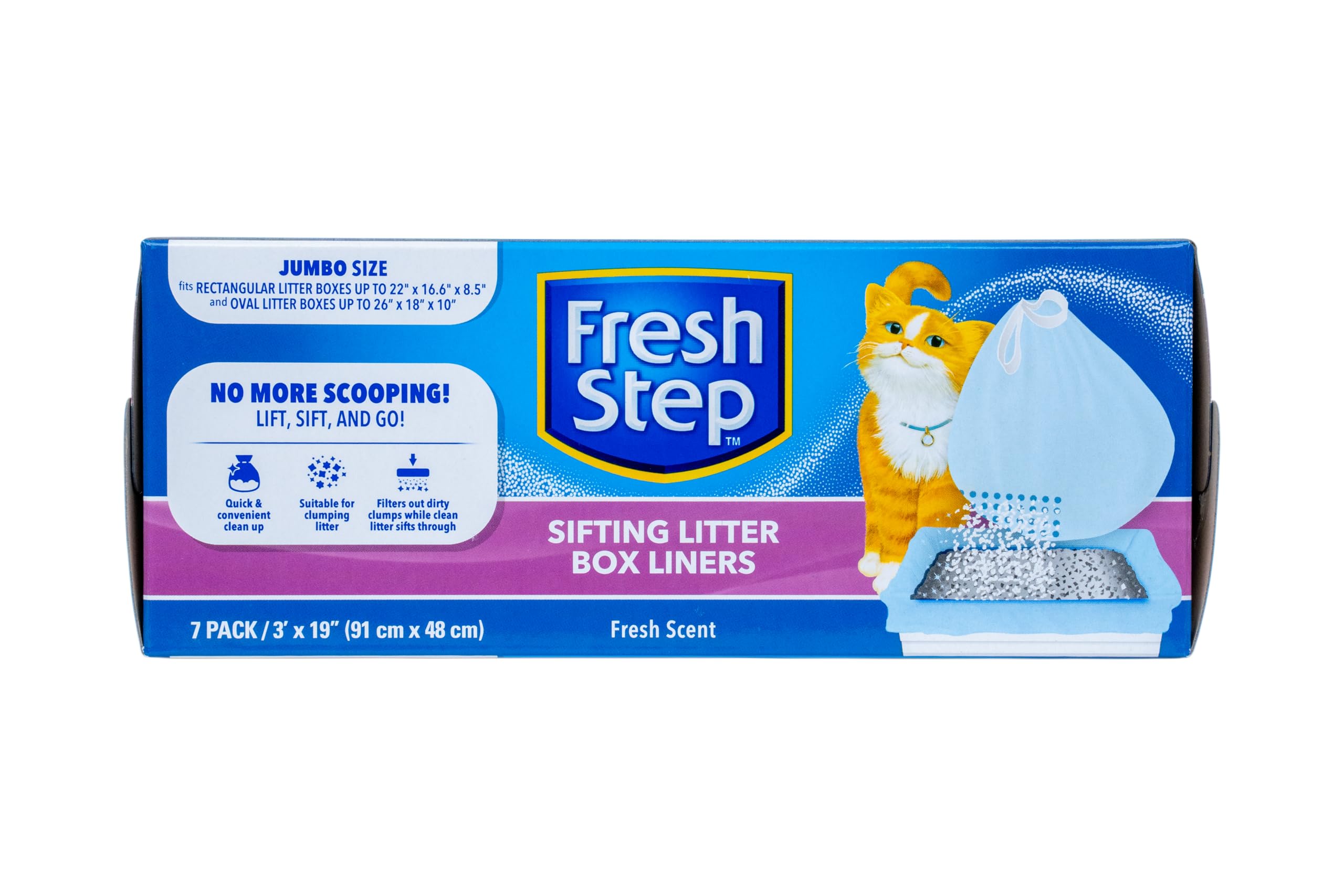 Fresh Step Sifting Litter Box Liners - Heavy-Duty Jumbo Cat Litter Sifting Bags For Quick And Easy Cleanup