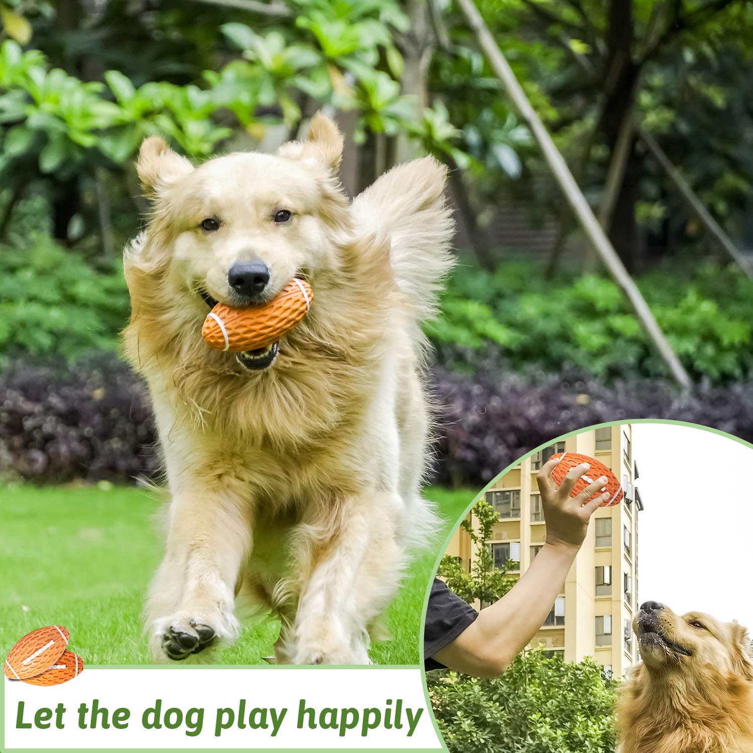 Dog Toys Ball Pet Squeaky Toys Rubber Floating Football, Interactive And Trainning Durable Chew Toys For Fetching Games For Agressive Chewer(Orange)
