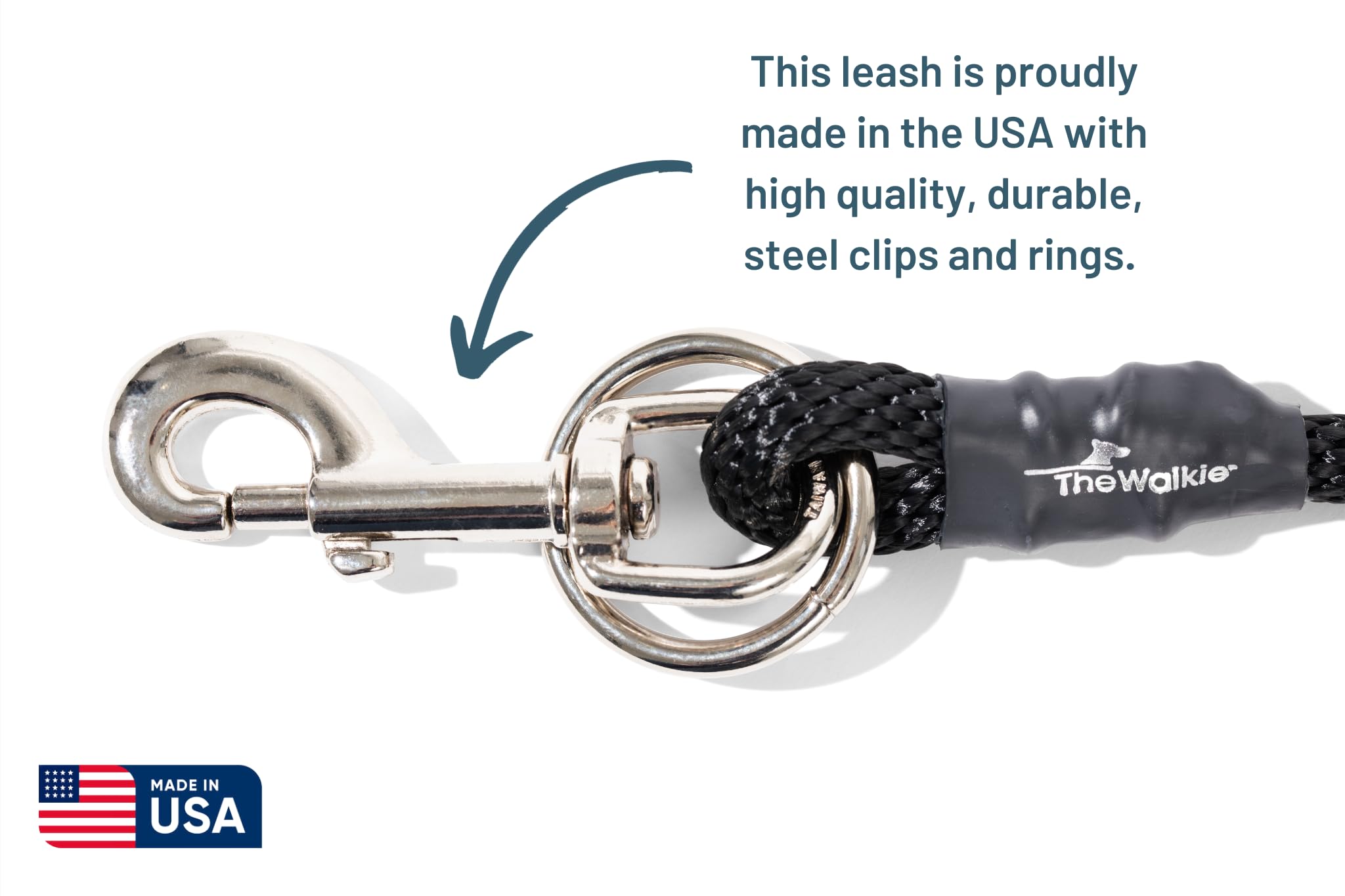 The Walkie No Pull Dog Leash - Gentle, Effective, Encourages Loose Leash Walking - Made In Usa - Black - Size Large For Dogs 25 Lbs – 150 Lbs