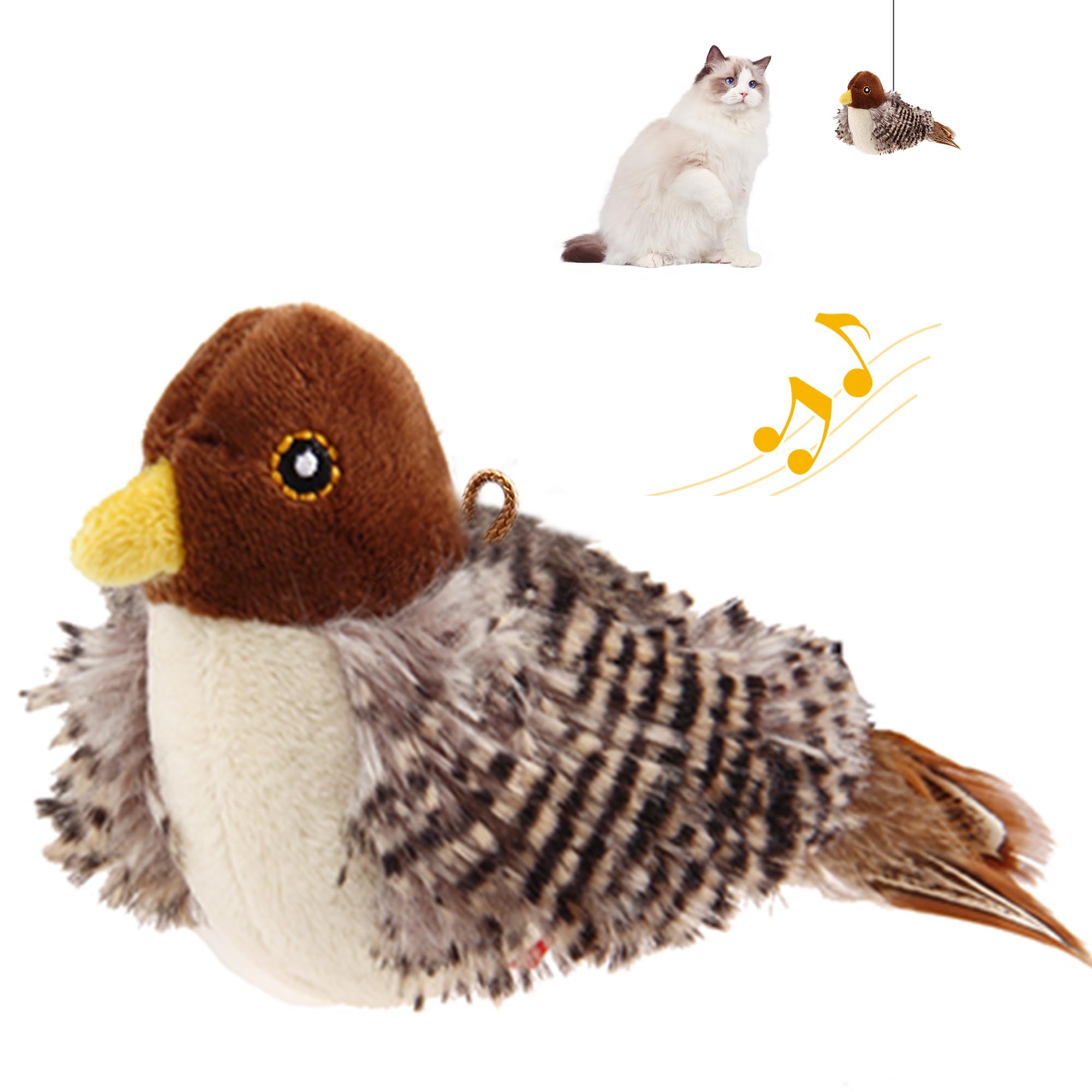 Petgeek Gigwi Bird Cat Toy Simulated Chirping Bird Cat Toy, Fake Bird Cat Toys For Indoor Cats, Melody Chaser Cat Toys With Hang
