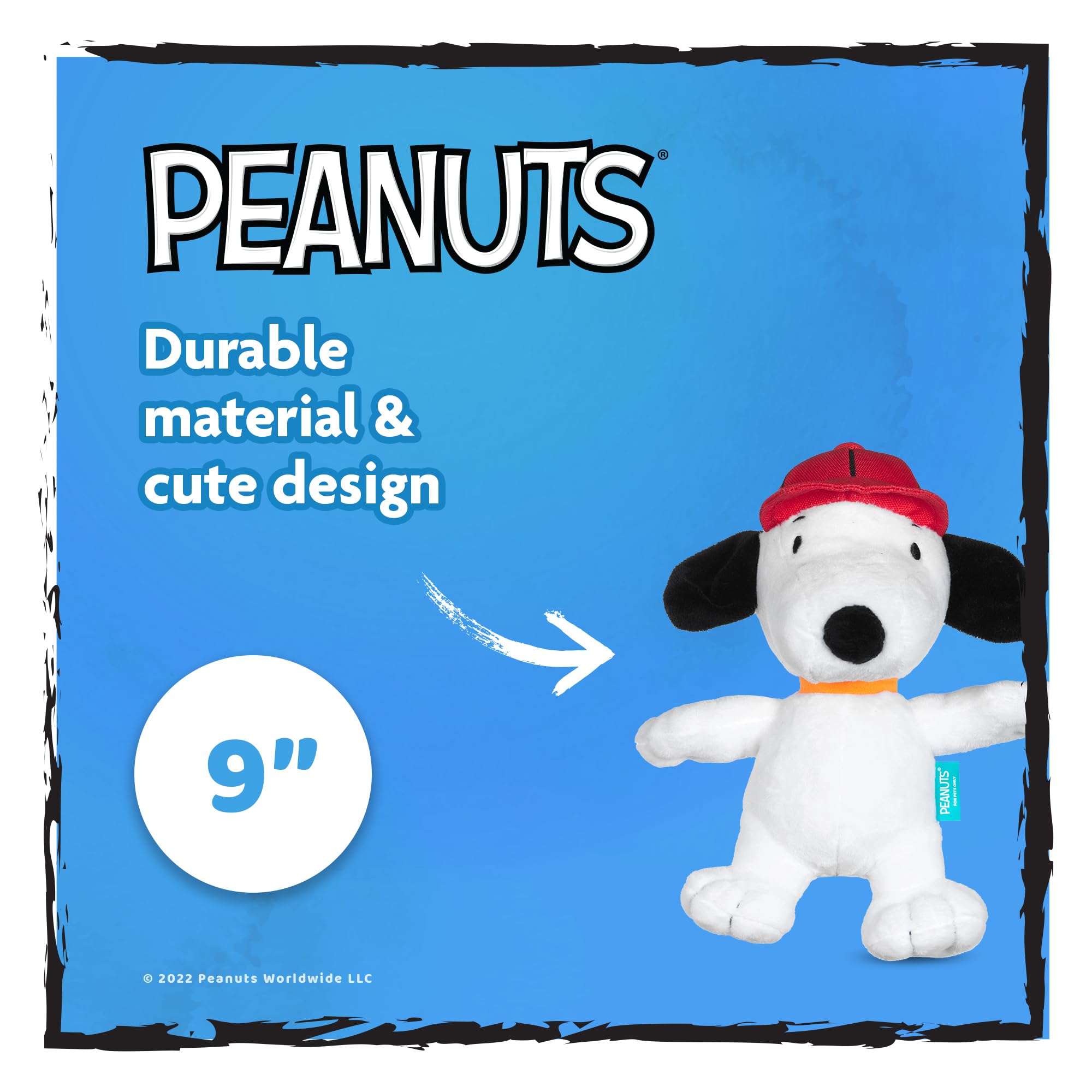 Peanuts for Pets 9 Athlete Snoopy Baseball Plush Toy - Squeaky Dog Toy for Large, Medium, Small Dogs - Fun, Durable, Cute Chew T