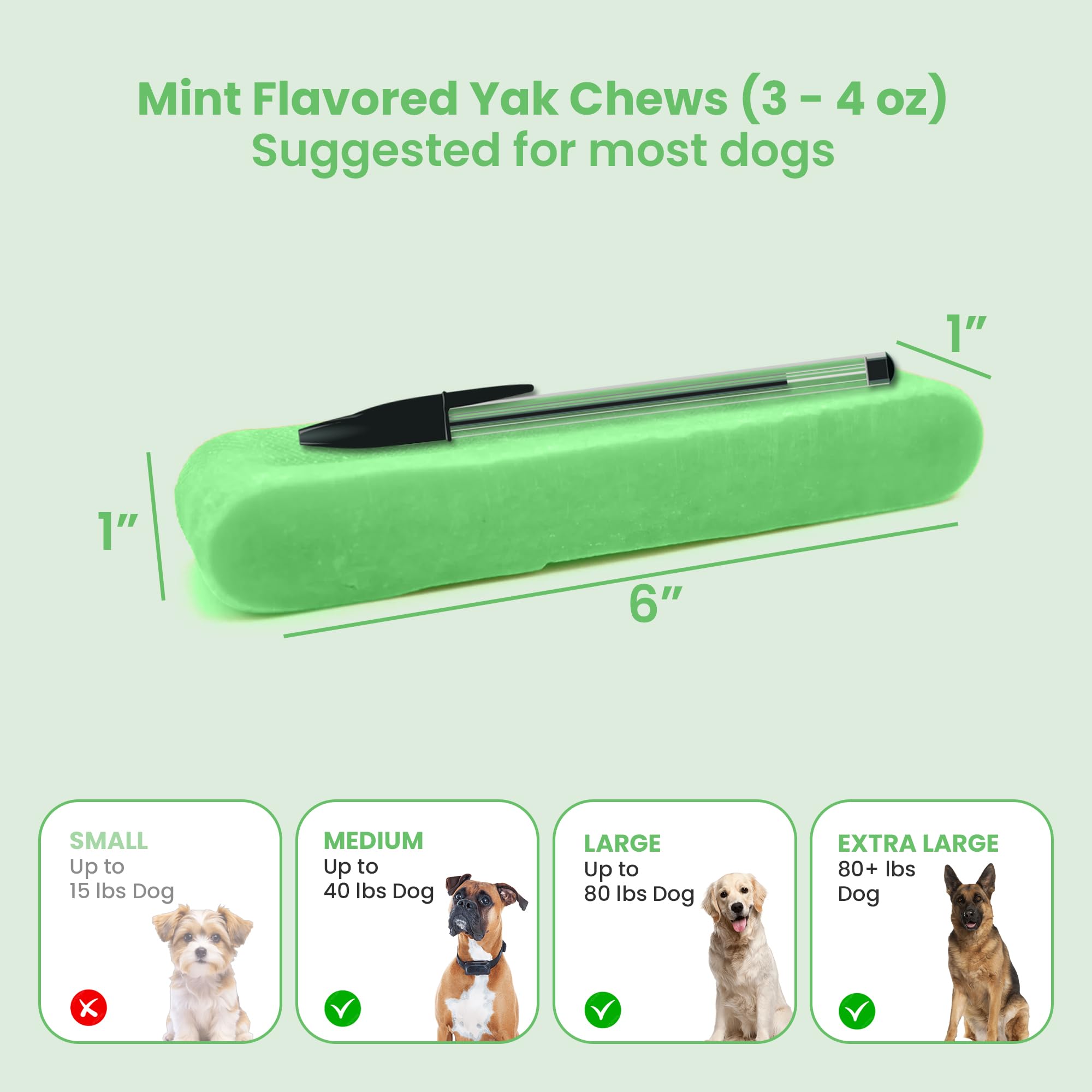 KATHMANDUS 100% Natural Mint Flavor Yak Chews - Keep Dogs Busy & Happy with Our Lactose & Rawhide Free Himalayan Dog Chews - Lo