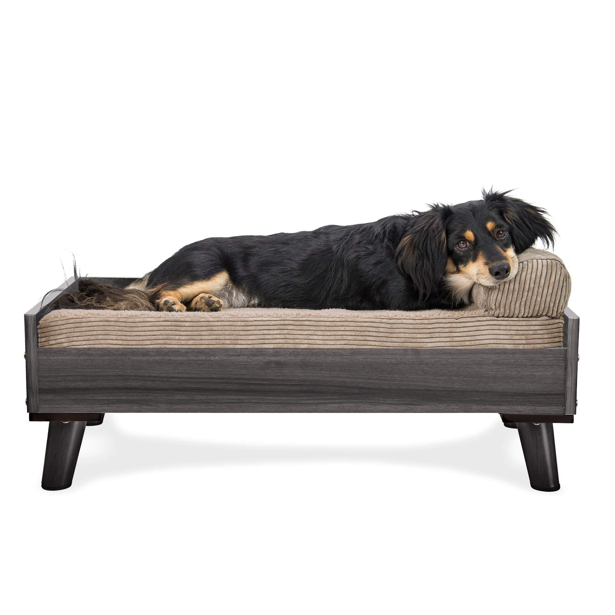 Furhaven Elevated Dog Bed Frame For 30'' X 20'' Medium Dog Beds, Easy Assembly - Mid-Century Modern Bed Frame - Gray Wash, Mediu
