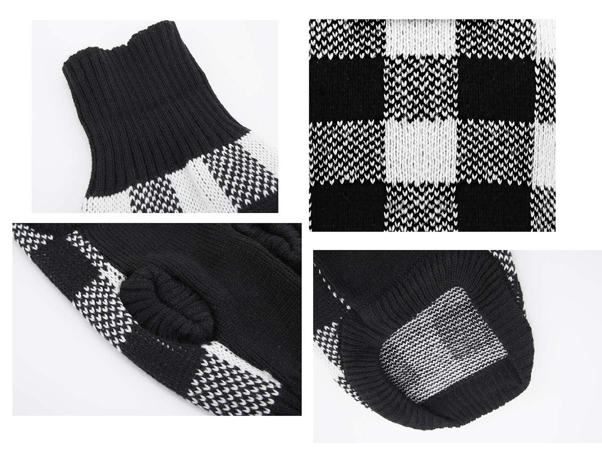 A&L White Black Plaid Knitted Turtleneck Pet Sweater Dog Winter Clothes For Medium Dogs,Large (L) 16' Back Length