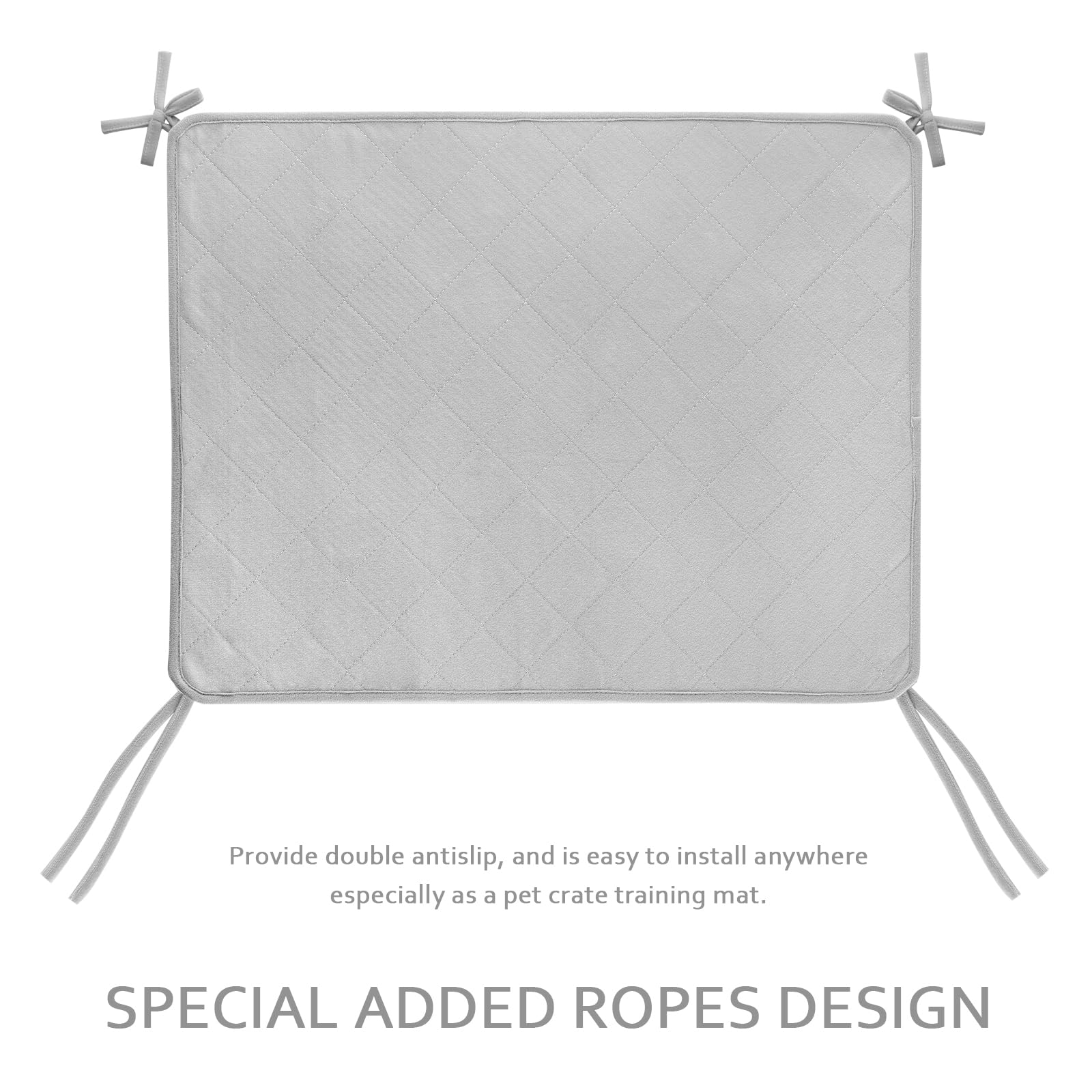 Waterproof Dog Crate Mat With Rope 2 Pack (42X28), Washable Pee Pads For Dogs, Non-Slip Training Pads For Dogs, Fits 42 Inch Dog