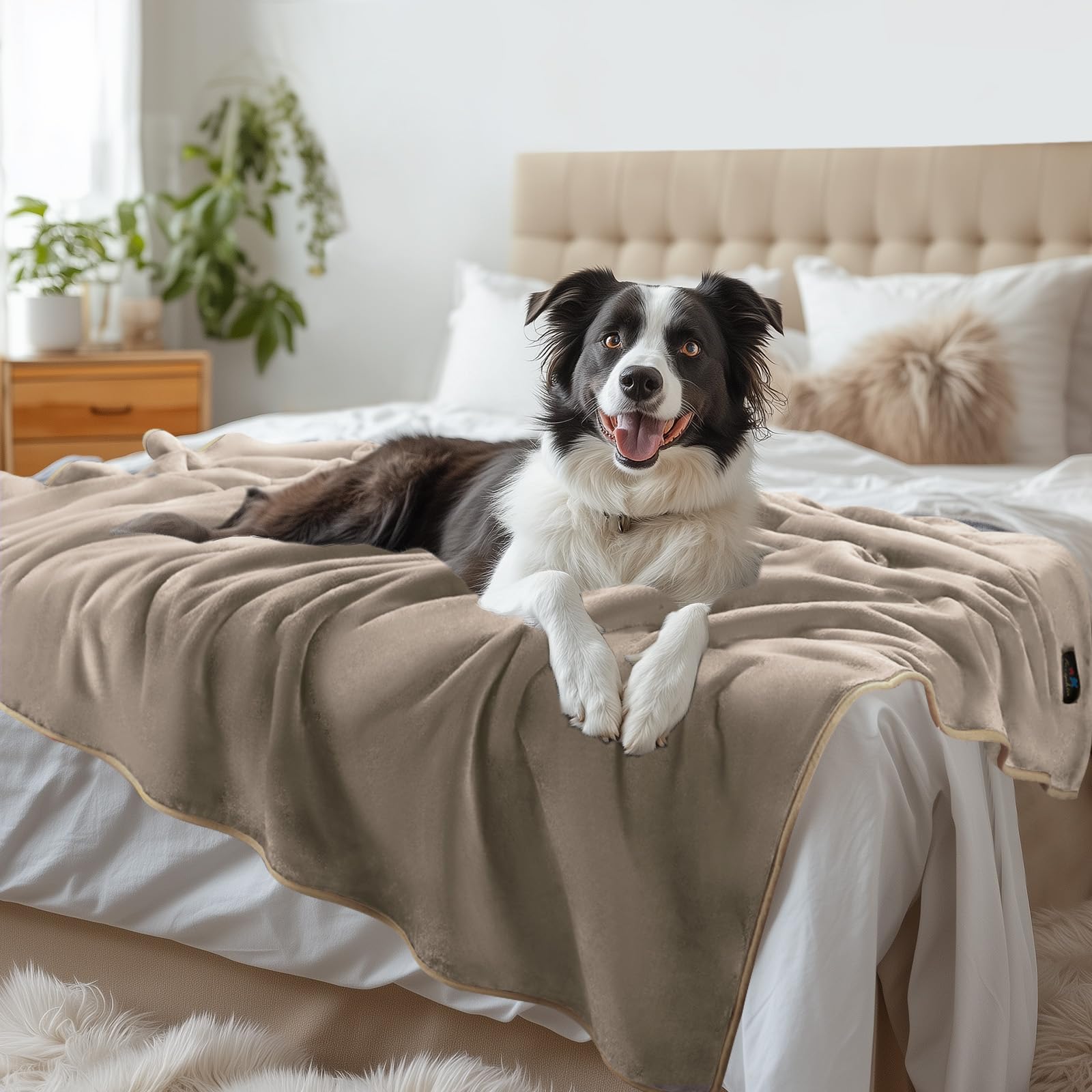 Luciphia Waterproof Pet Blanket, Liquid Pee Proof Dog Blanket for Sofa Bed Couch, Reversible Sherpa Fleece Furniture Protector C