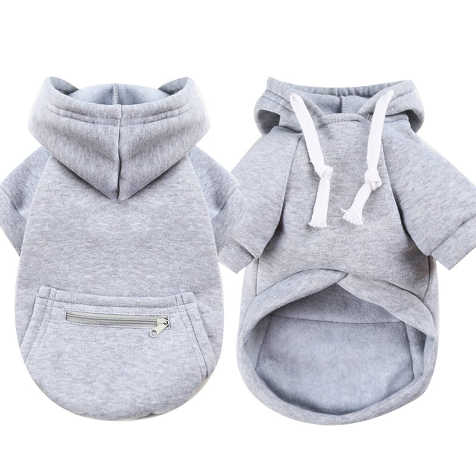 Petcare Small Dog Sweater Hoodies Pet Grey Hooded Soft Fleece Sweatshirts With Pocket Fall Winter Puppy Cat Sweaters Warm Clothe