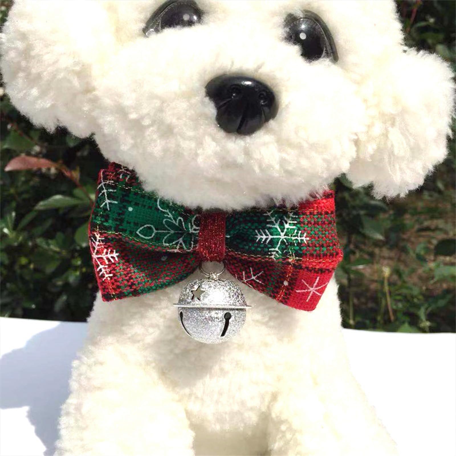 Generic Christmas Dog Cat Pets Caps Tie Small Pets Snowflake Hats Bowties Sets Snowflake Pattern Red Green Holiday Cat Party Hat