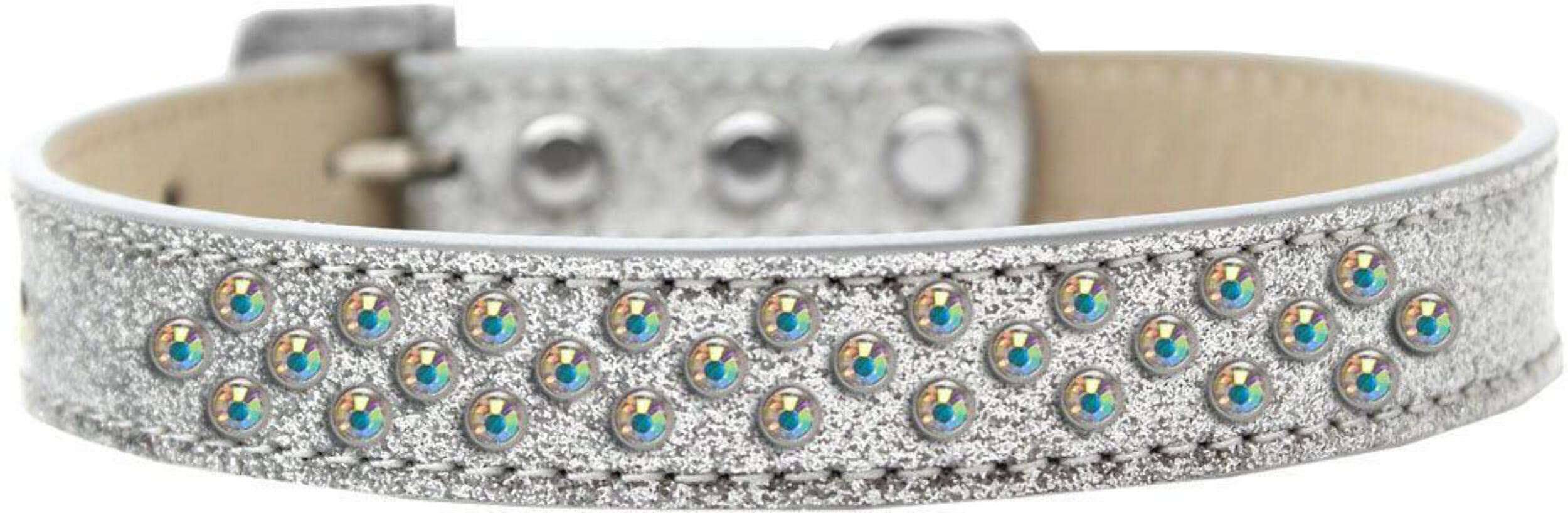 Dog, Puppy & Pet Ice Cream Collar, Aurora Borealis Crystal Rimsets Sprinkles Silver 16