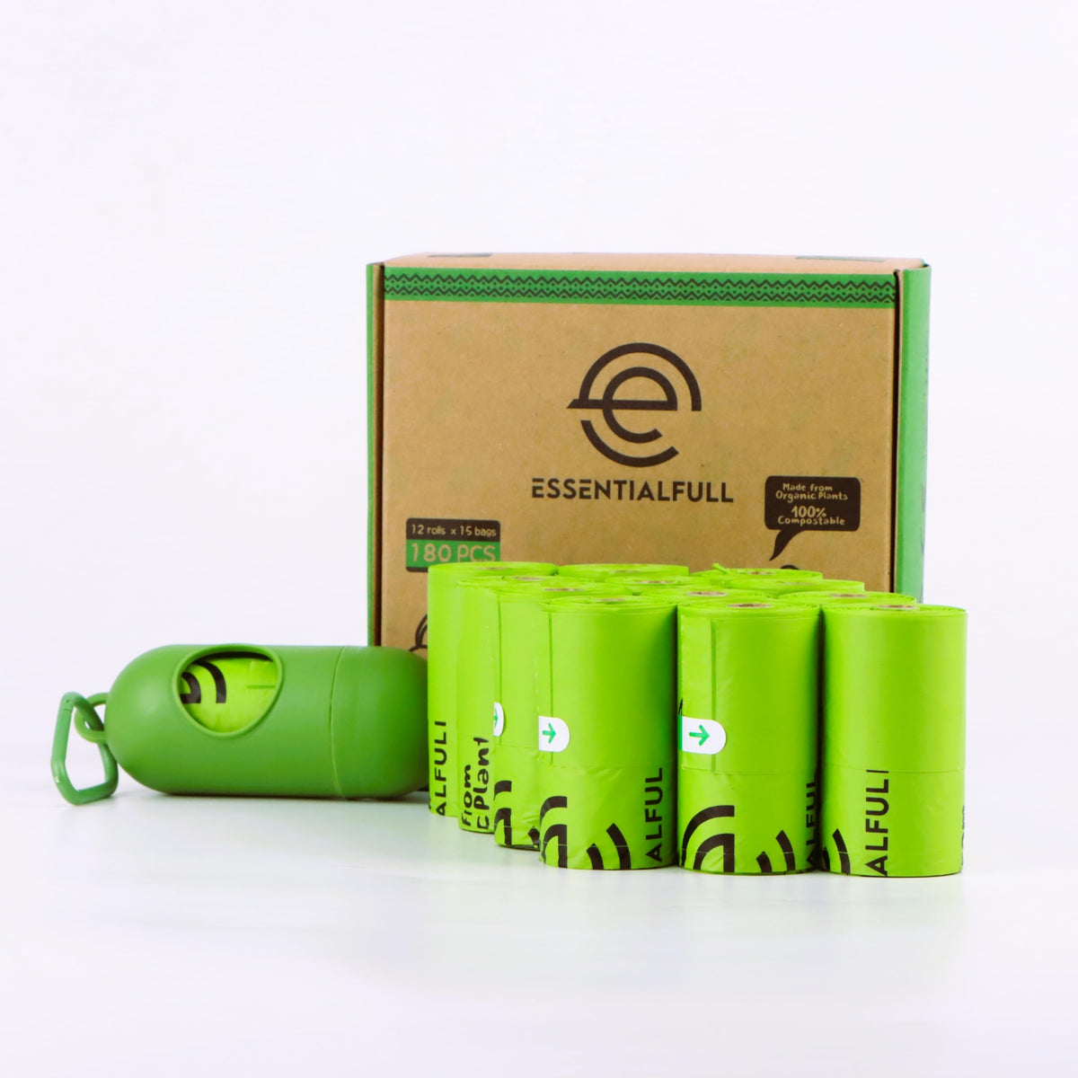 Pet Poop Bags, 180 Units, Compostable Bag, Eco-Friendly, Bag For Dog An Cat Poop Small Strong With Handles, With Dispenser