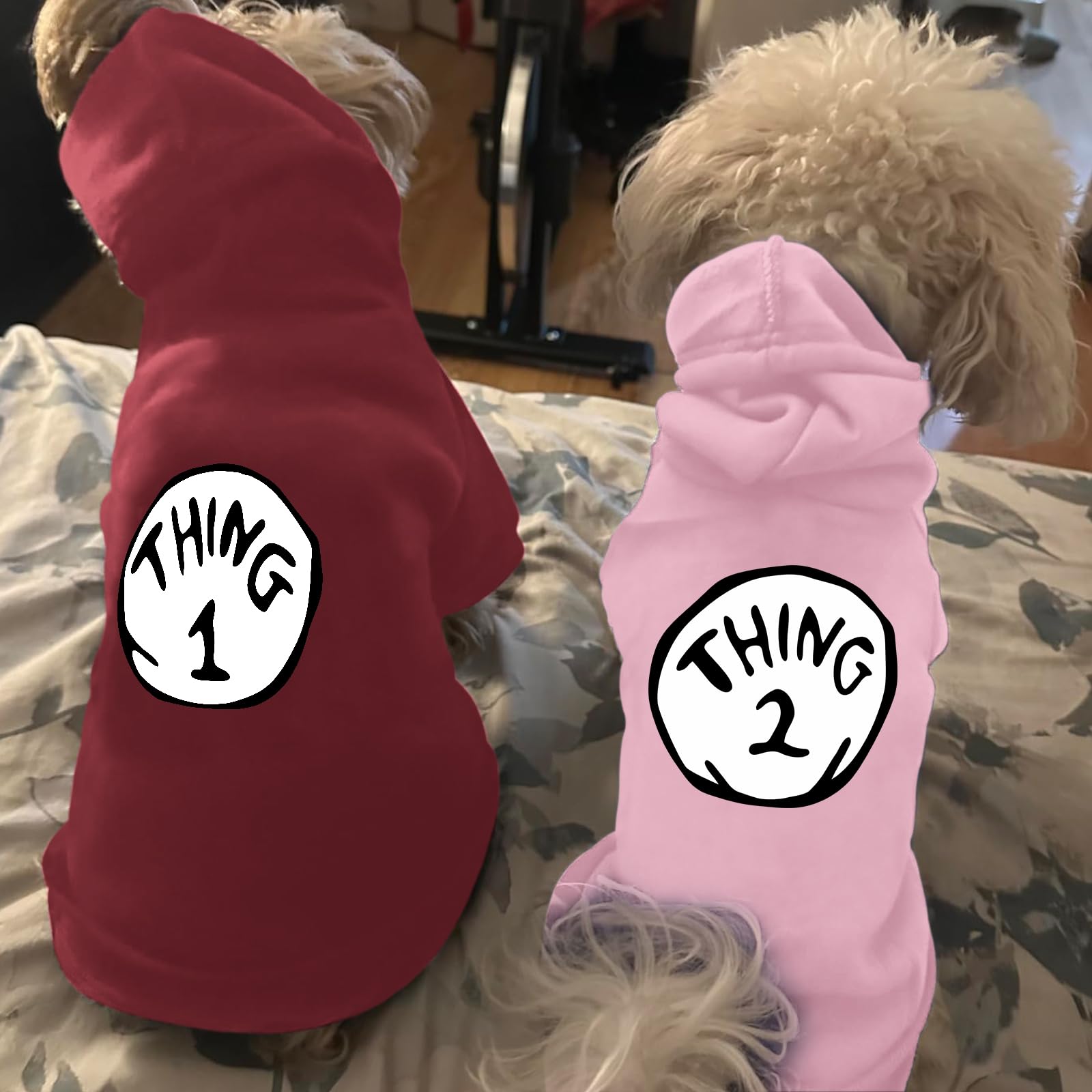 Cayxatiu Dog Hoodie Pet Clothes For Small Dogs Thing 1 Printed Hoodies Medium Puppy Hooded Sweatshirt Pullover Outfit(Pink,M)