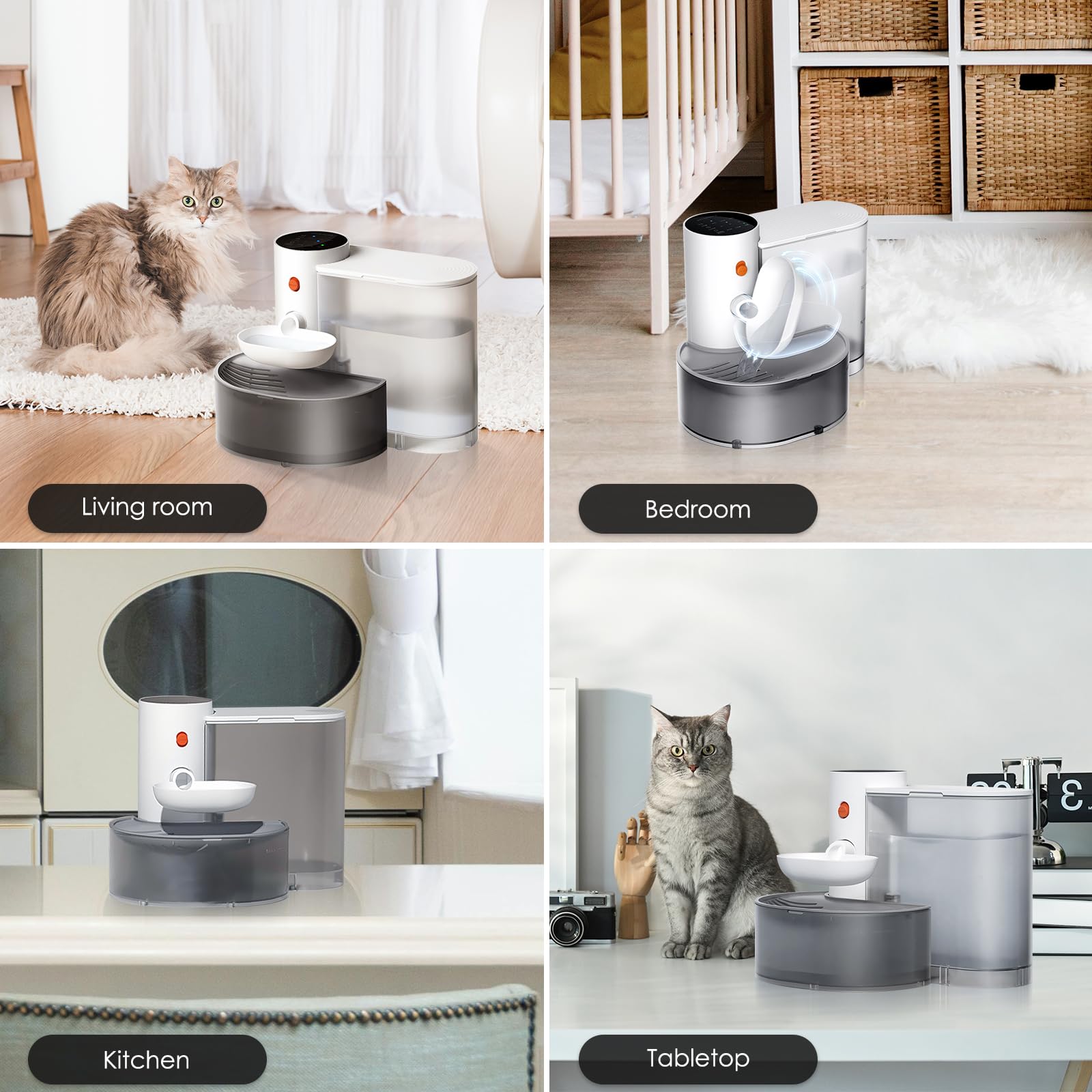 Smart Pet Water Fountain, Automatic Wireless Pour-Over Cat Water Dispenser, Removable Ultra Silent Automatic Water Feeder Long E