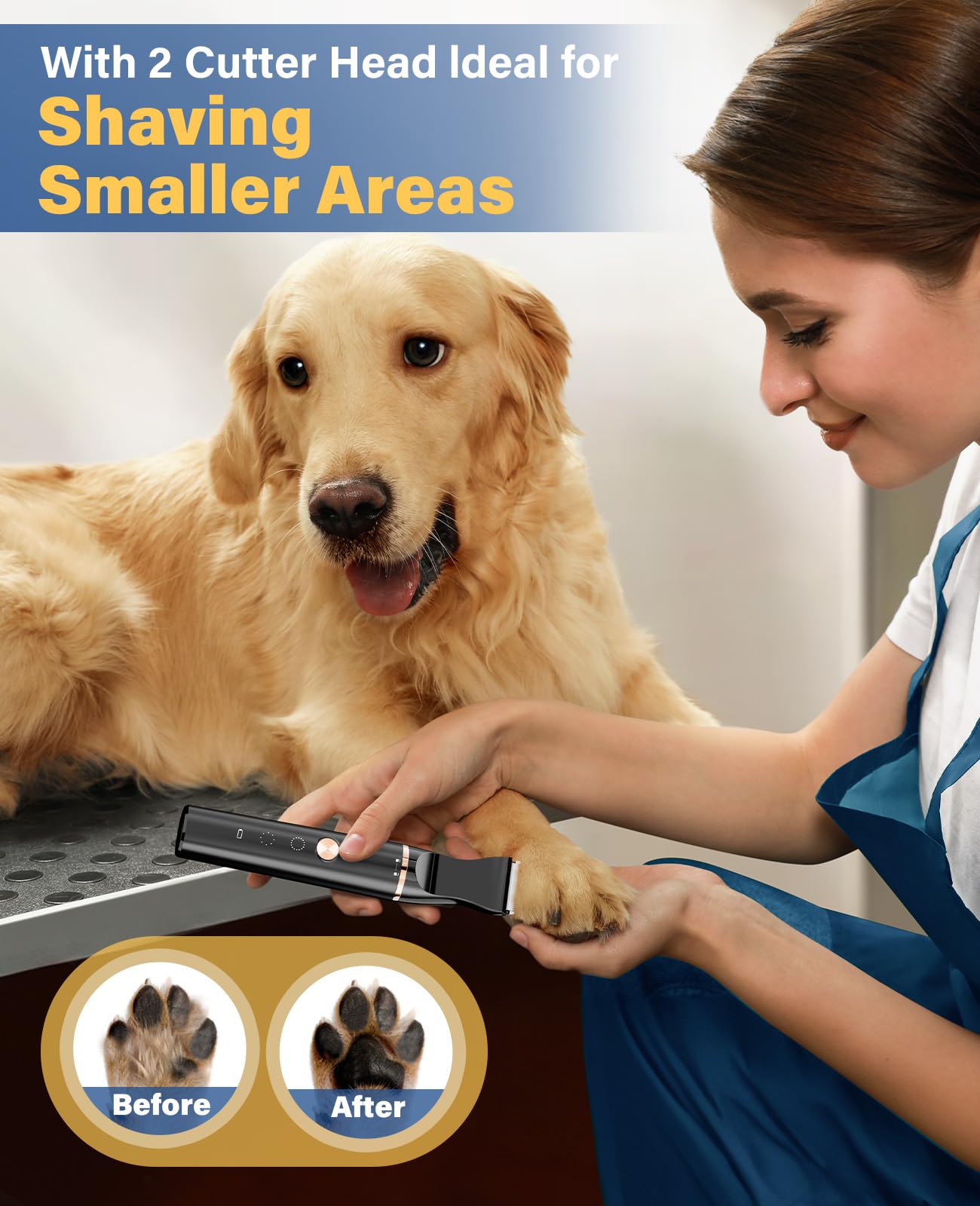 Oneisall Dog Grooming Kit For Heavy Thick Hair&Coats/Low Noise Rechargeable Cordless Pet Shaver With Stainless Steel Blade And Dog Paw Trimmer/Waterproof Dog Shaver For Dogs Pets Animals