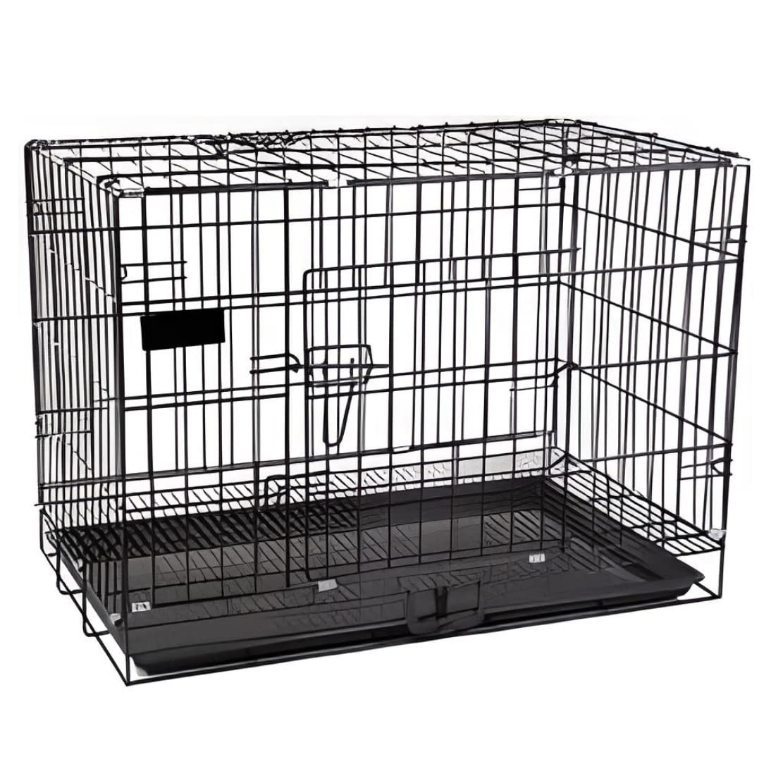 Polipets Steel Pets Cage, 19'X24'X16' Medium Size, For Pets, Heavy Duty Lightweighy Steel Material, Two Doors, With Removable Tray And Easy To Transport, Black