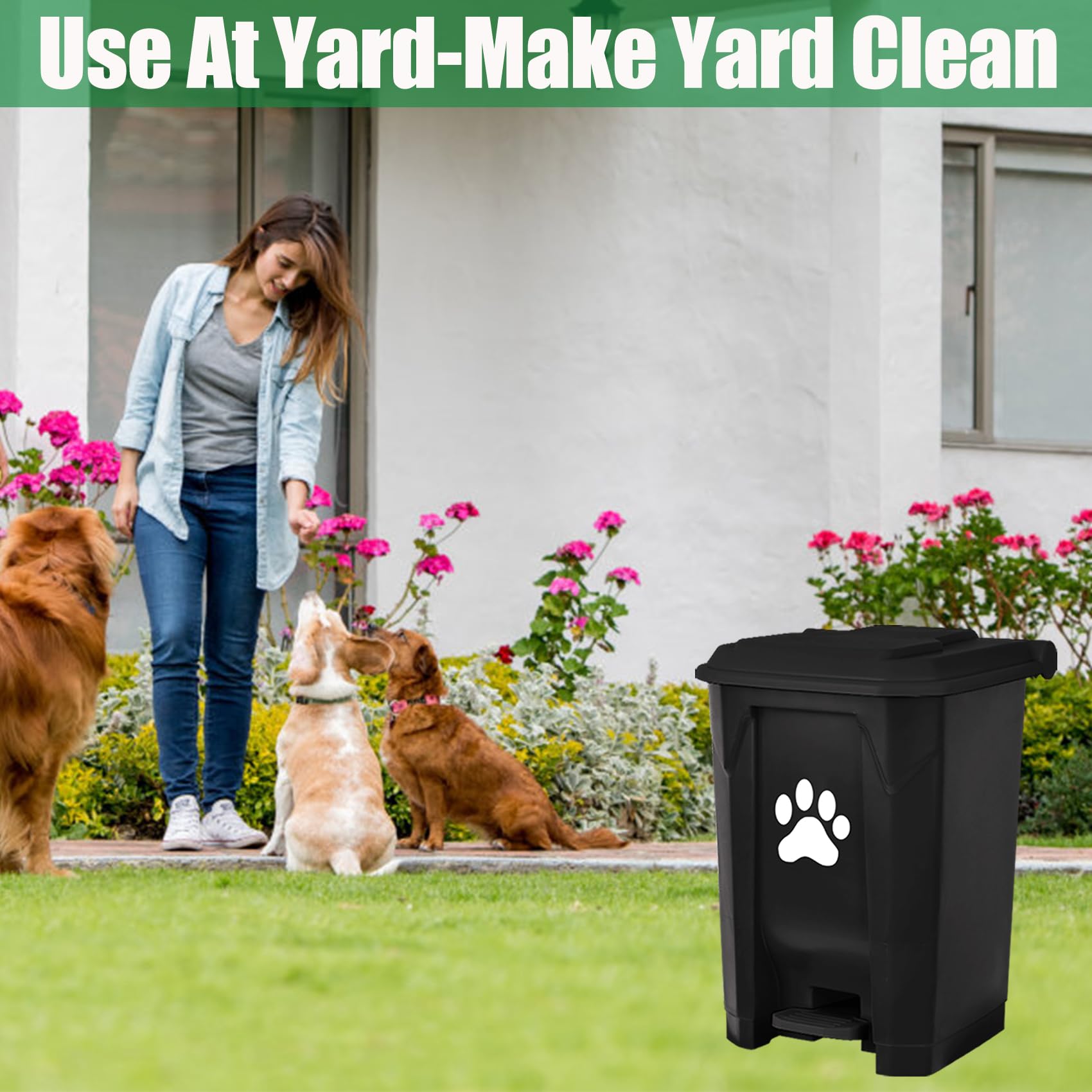 Mayayaday Outdoor Dog Poop Trash Can With Lid, Dog Waste Trash Can Pet Waste Container Pooper Scooper For Yard Garden Kitchen Wi