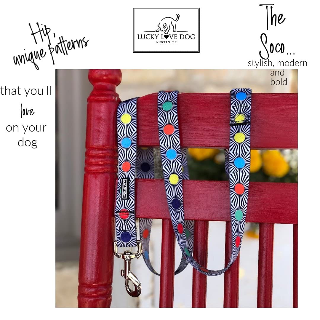 Lucky Love Dog, Adjustable Fun Style Collar And Leash Set For Dogs, Bright Color Matching Dog Collar And Leash - (Large, Soco Co