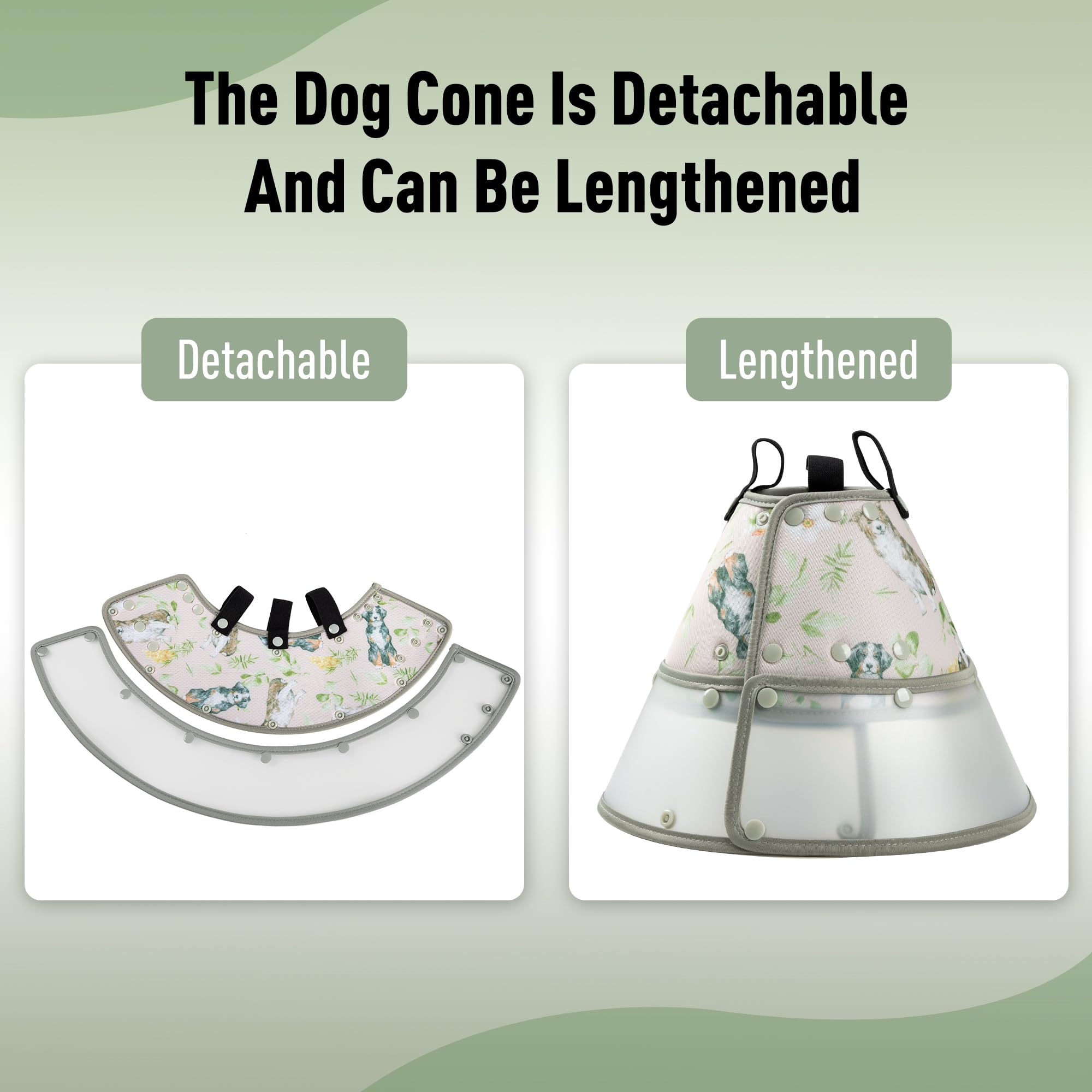 Fuz Bigaza Soft Dog Cone Collar for Large Medium Small Dogs After Surgery, Adjustable Pet Recovery E-Collar, Elizabethan Collar