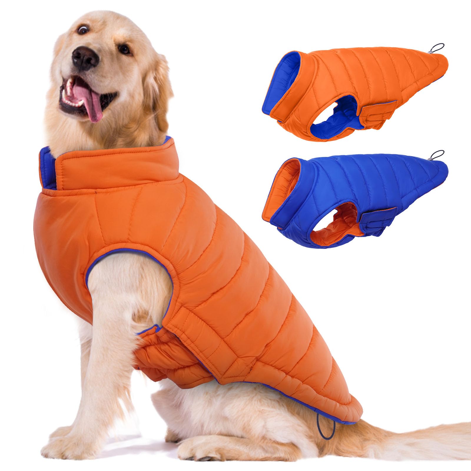 Lelepet 2-In-1 Reversible Dog Puffer Jacket Warm Dog Coat - Lightweight Windproof Padded Vest For Small Medium Large Dogs Winter