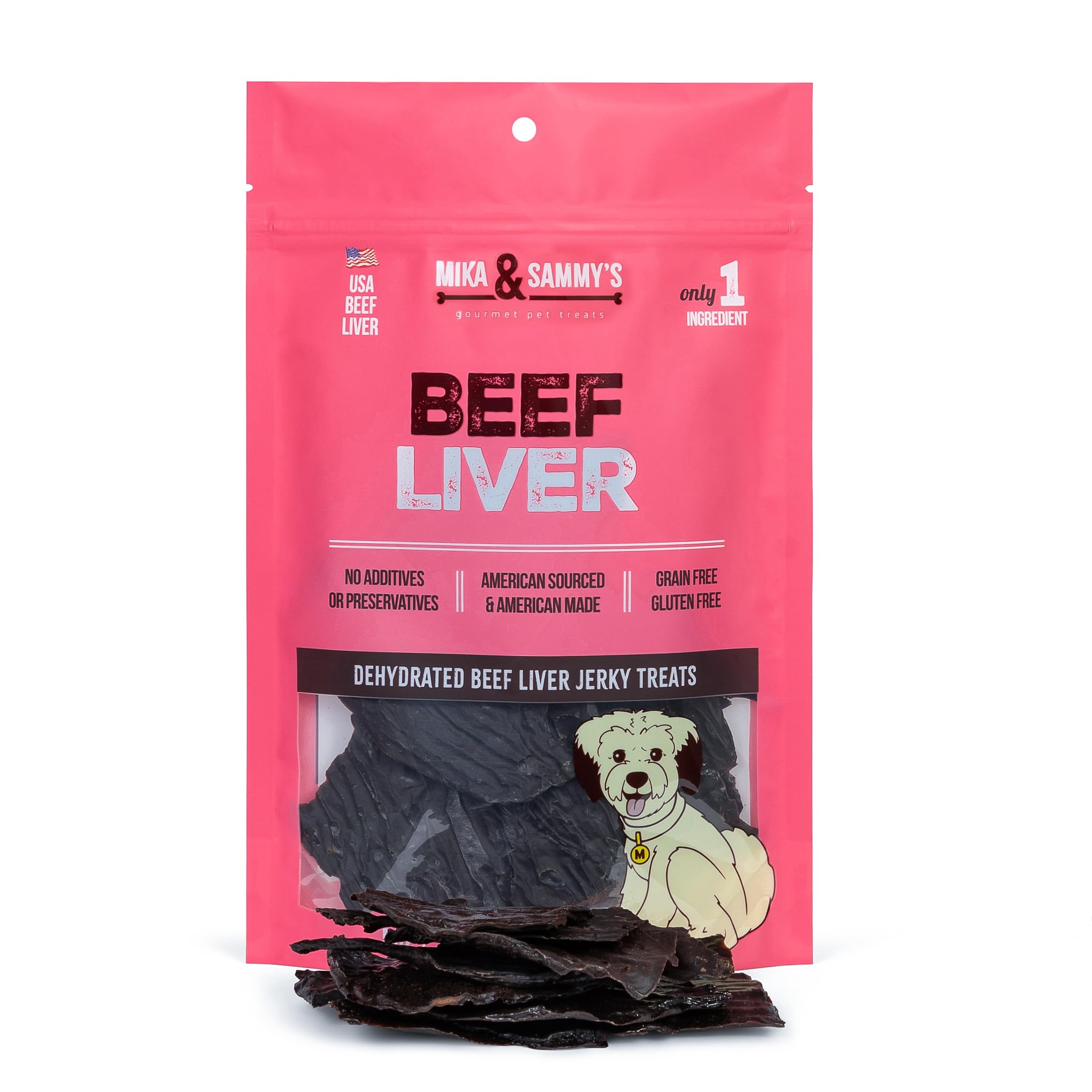 Mika & Sammys Gourmet Jerky Dog Treats Made in The USA. (Beef Liver 5 Oz)