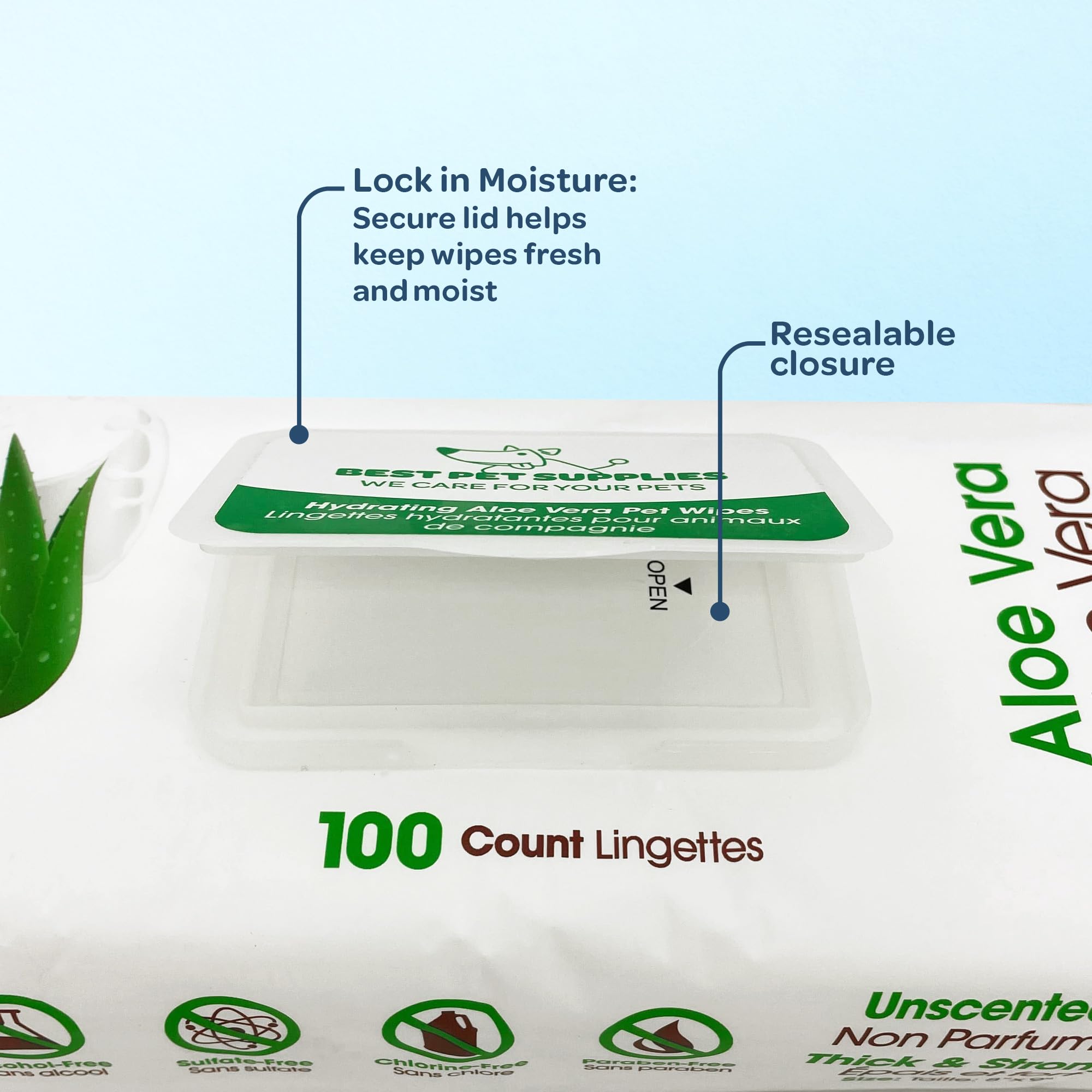 Best Pet Supplies Pet Wipes for Dogs - Dog Wipes Cleaning Deodorizing, for Coats, Ears, Paws - Hydrating, Aloe Vera, 400 Count.