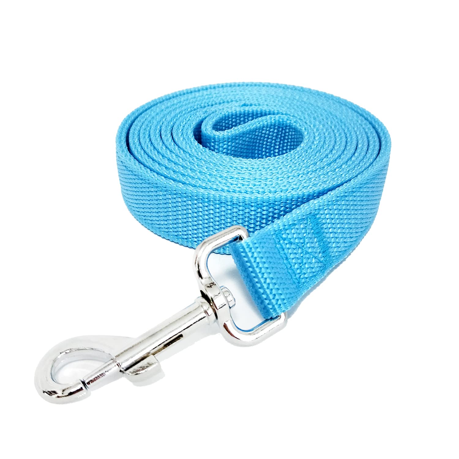 Strong Nylon Dog Leash With 2-Layer, 4 Ft/ 6 Feet Long, 1 Inch Wide For Medium Large Dogs (1'' X 7 Ft, Sky Blue)