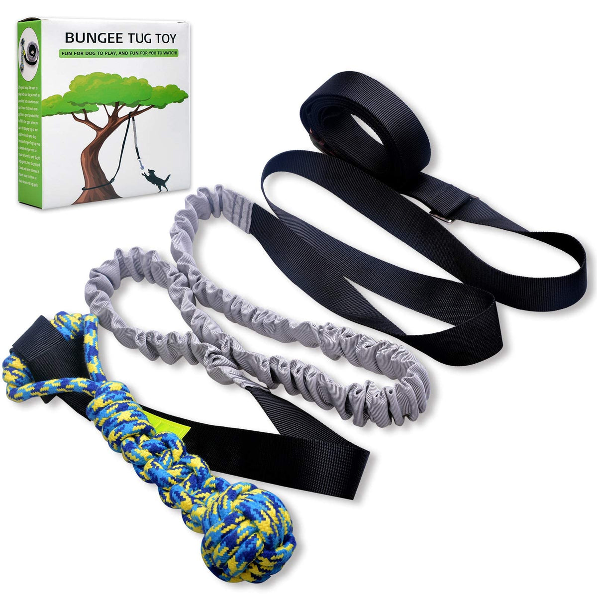 Loobani Outdoor Bungee Tug Toy,Dog Toy Hanging From Tree For Small To Large Dogs, Interactive Exercise Play Cord & Tether With C