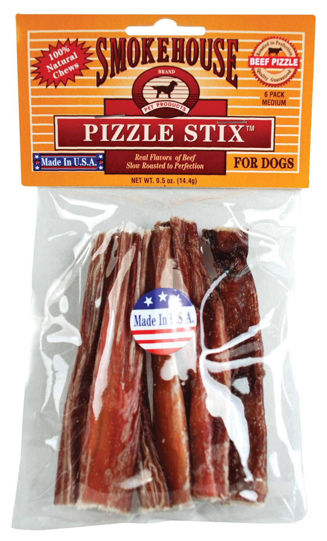 SMOKEHOUSE PET PRODUCTS 83038 Medium Pizzle Stix 6 Count