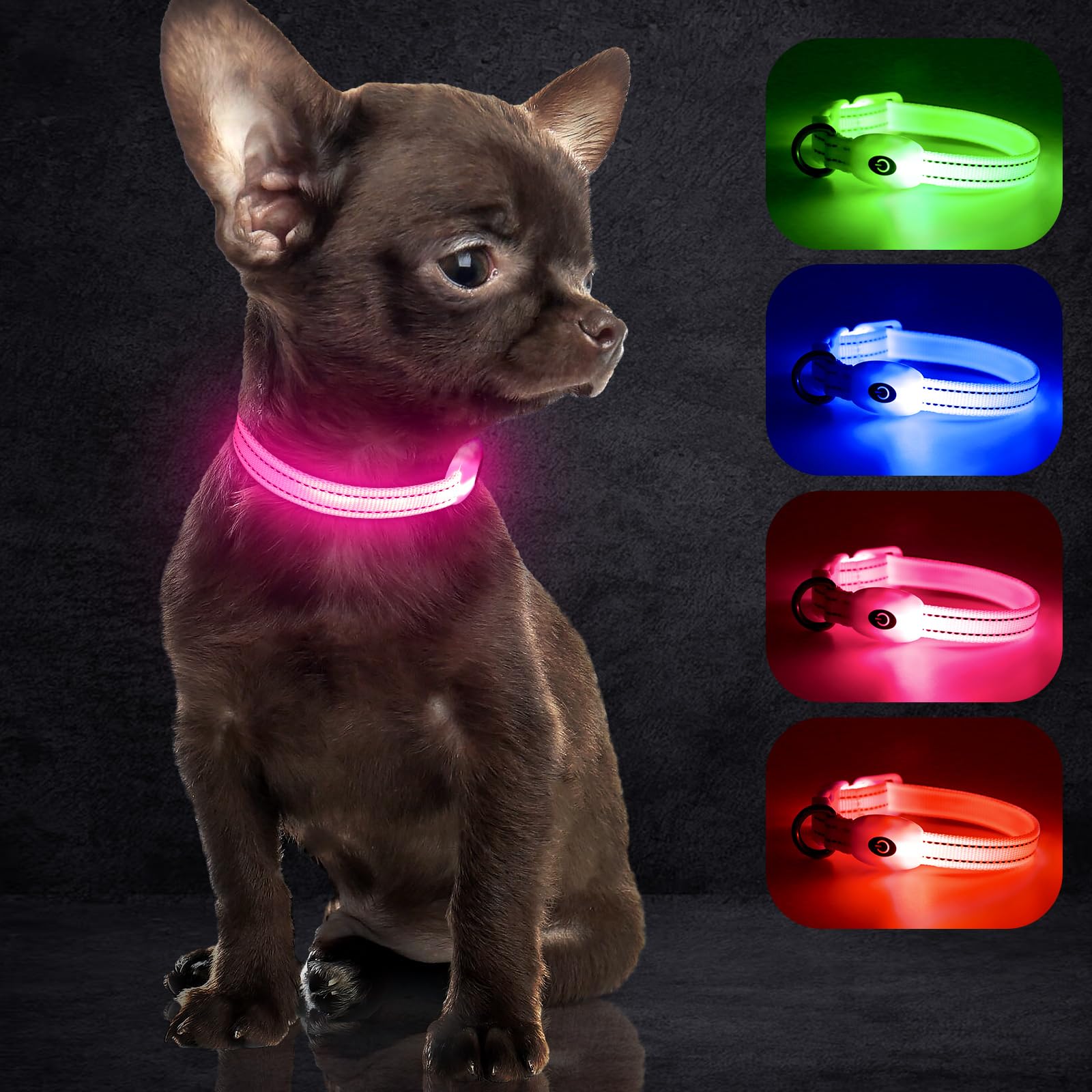 Rechargeable Puppy Led Collar, Yfbrite Led Cat Collar, Lightweight Small Dog Collar Light, Comfortable Light Up Puppy Collars, A