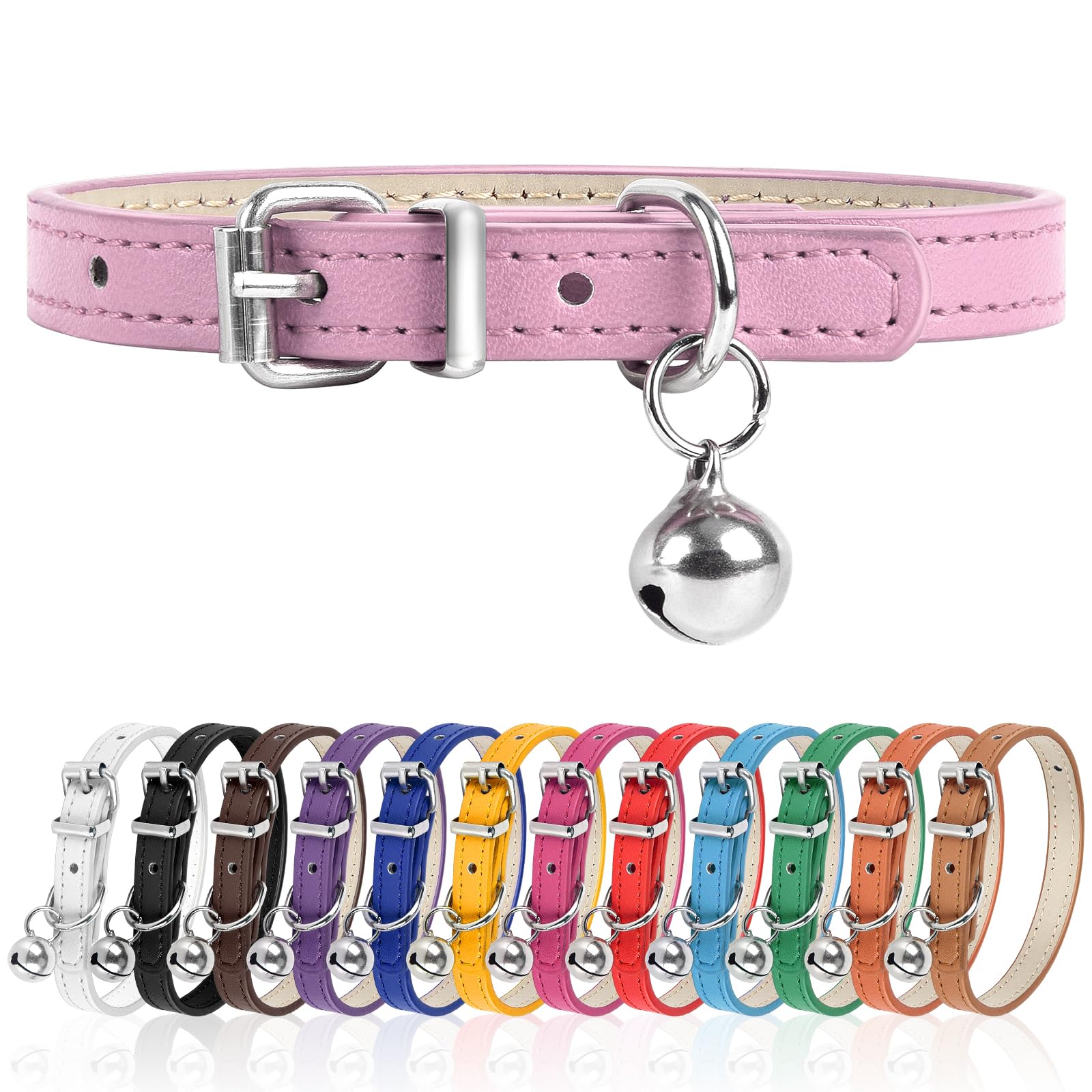 S Dog Collar For Small Dogs Adjustable Dog Collars Cat Collar For Small Medium Large Dogs 3/8 Inch Width (Pink, S)