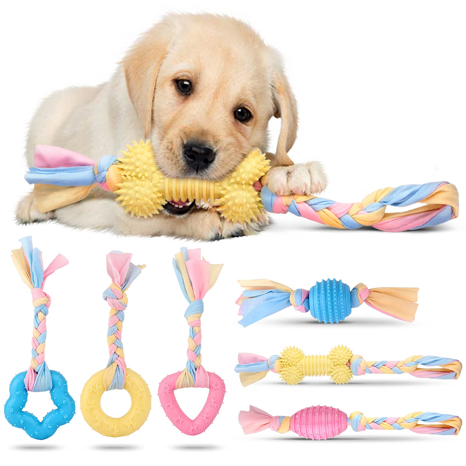 Dubidu 6Piece Of Puppy Teething Chew Toys&Interactive Dog Toys. The Dog Toys For Small Dogs,Medium Dogs&Puppies. The Tough&Dura