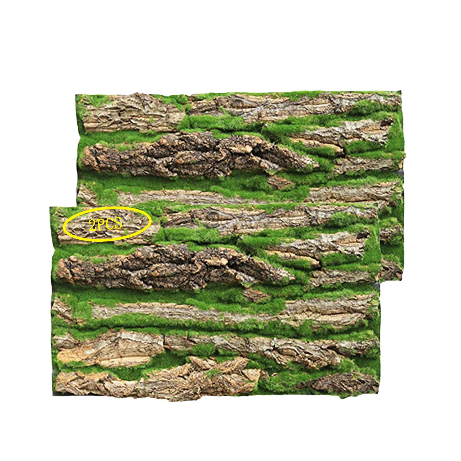 Pinvnby Cork Terrarium Background,Reptile Bark Backdrop Wall Decor And Artificial Moss For Gecko,Lizard,Tortoise,Chameleon (2 Pa