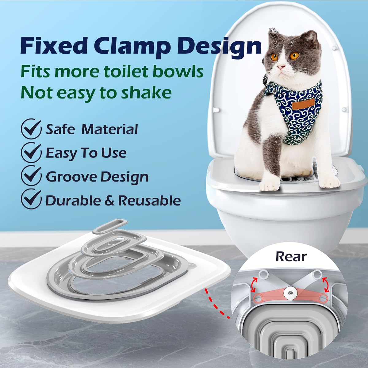 Cat Toilet Training Kit,Cat Toilet Training Systems,Reusable Plastic Trainer For Pet Cleaning With 1 Replaceable Feather Toy,Lit