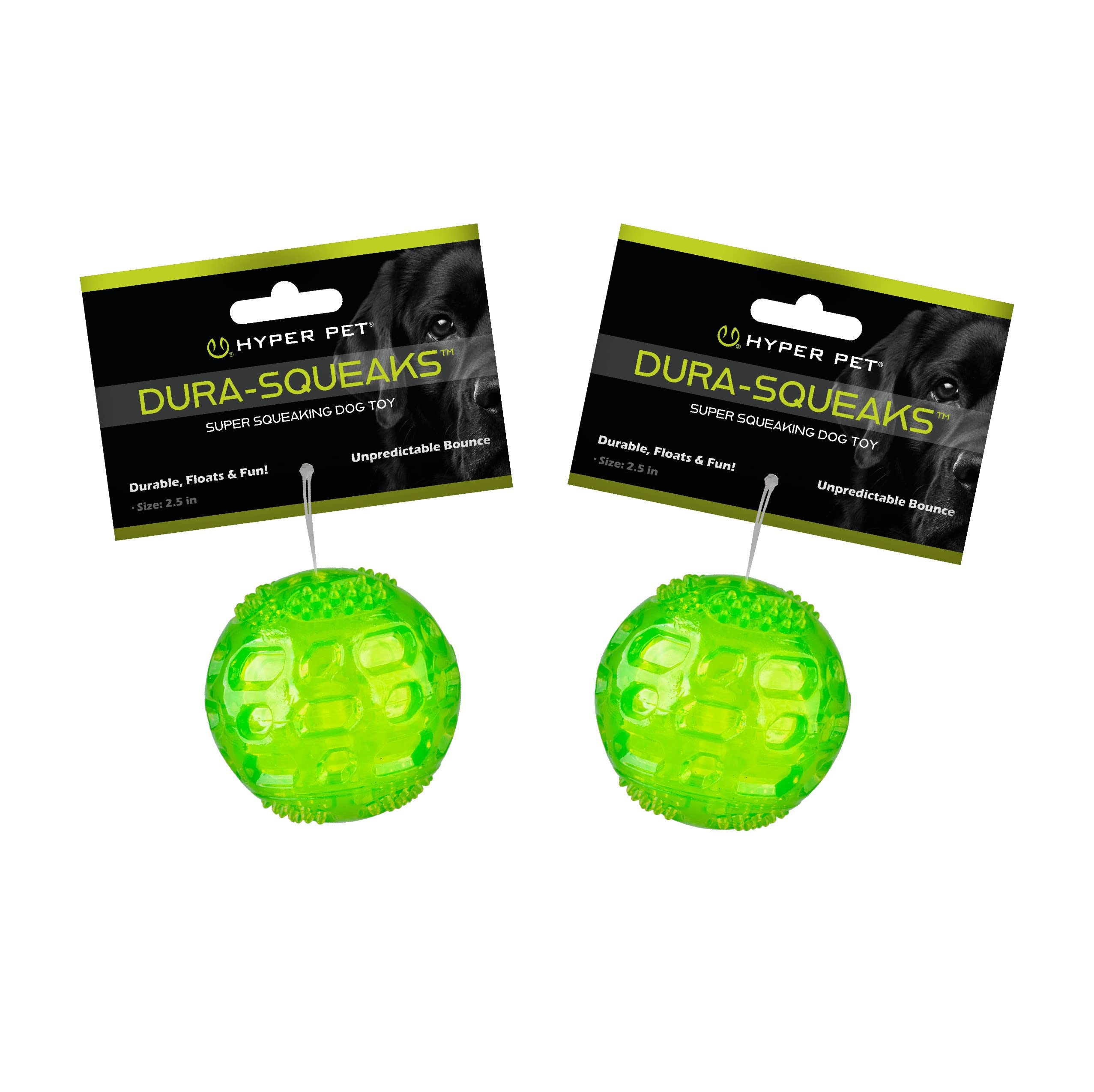 Hyper Pet Durasqueak Dog Ball Dog Toys (Interactive Dog Toys That Float & Squeak) Squeaky Dog Toys & Dog Balls For Playing, Fetching & Retrieving - Great Alternative To Traditional Dog Tennis Balls